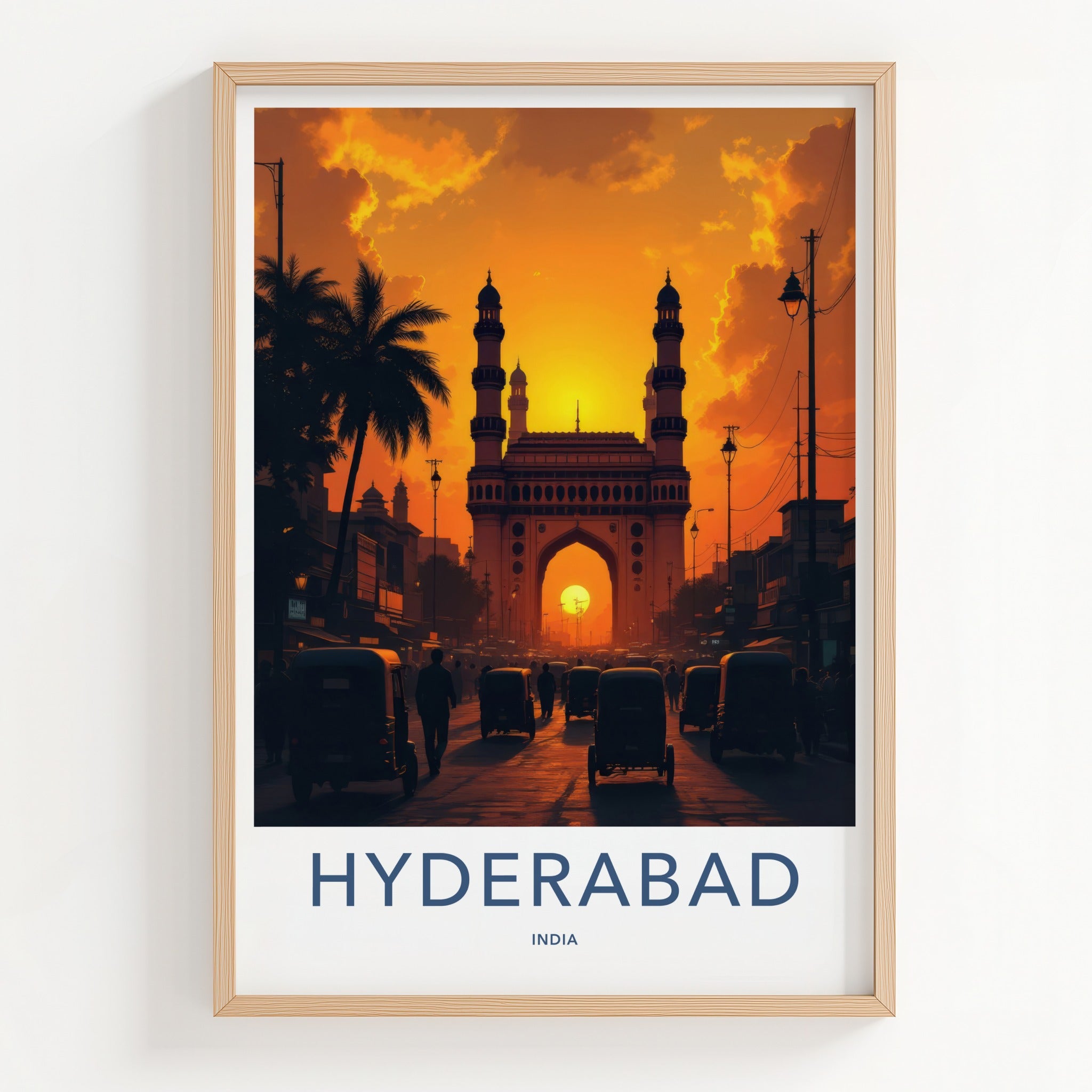 Hyderabad Poster - India Wall Art - Telangana Charminar Sunset Home Decor