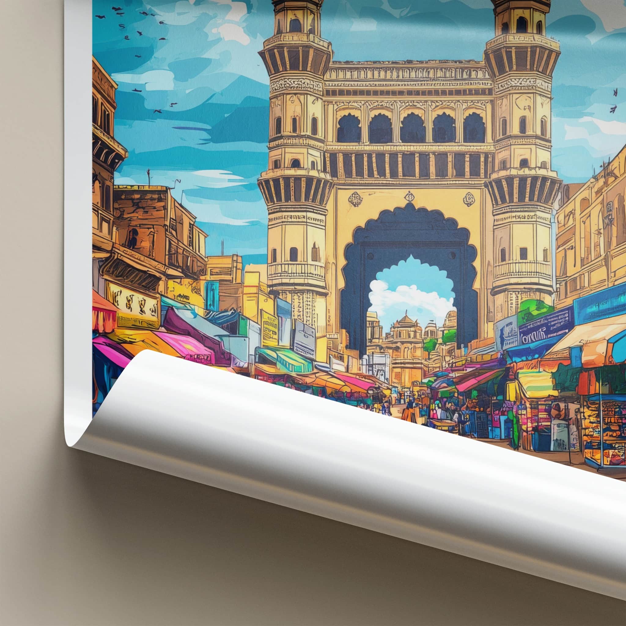 Hyderabad Poster - India Wall Art - Telangana Historic Market Archway Gift