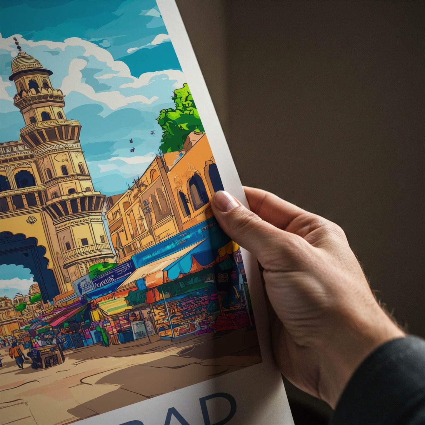 Hyderabad Poster - India Wall Art - Telangana Historic Market Archway Gift