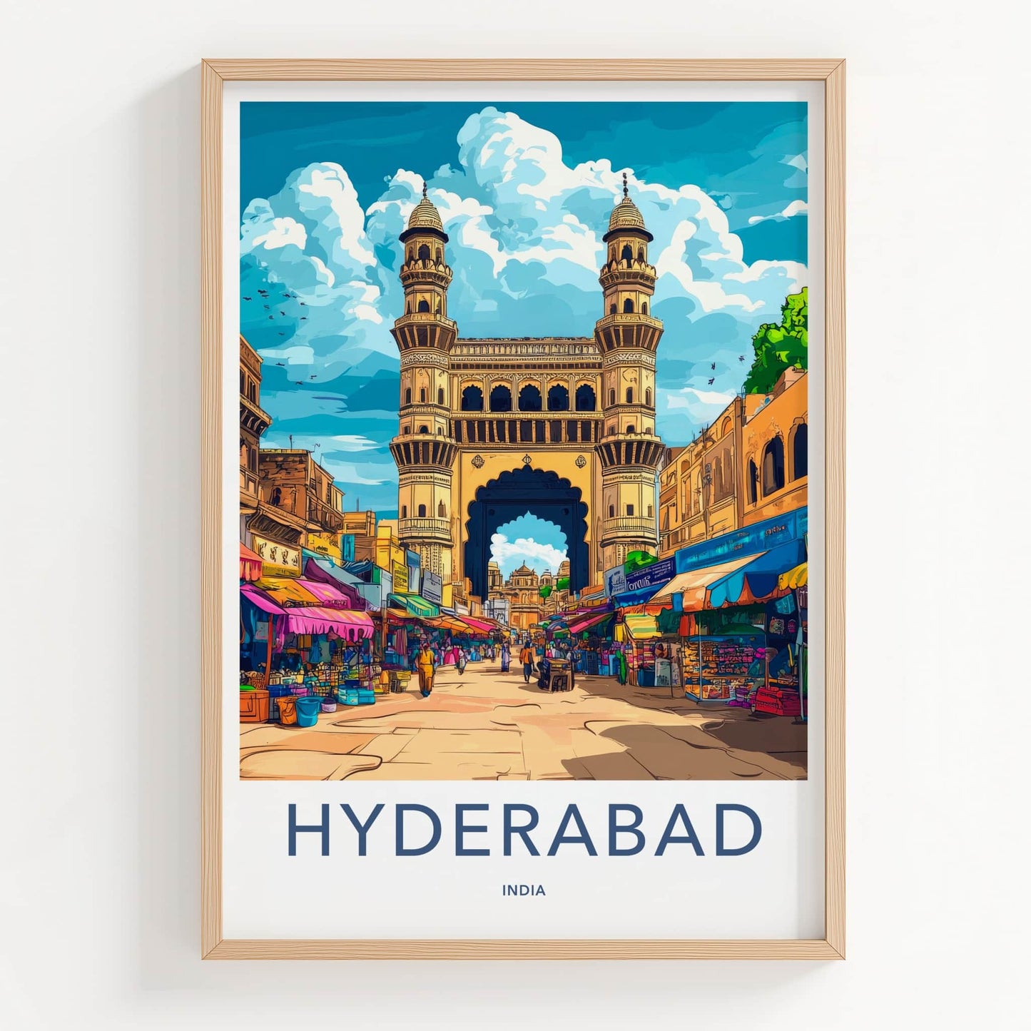 Hyderabad Poster - India Wall Art - Telangana Historic Market Archway Gift
