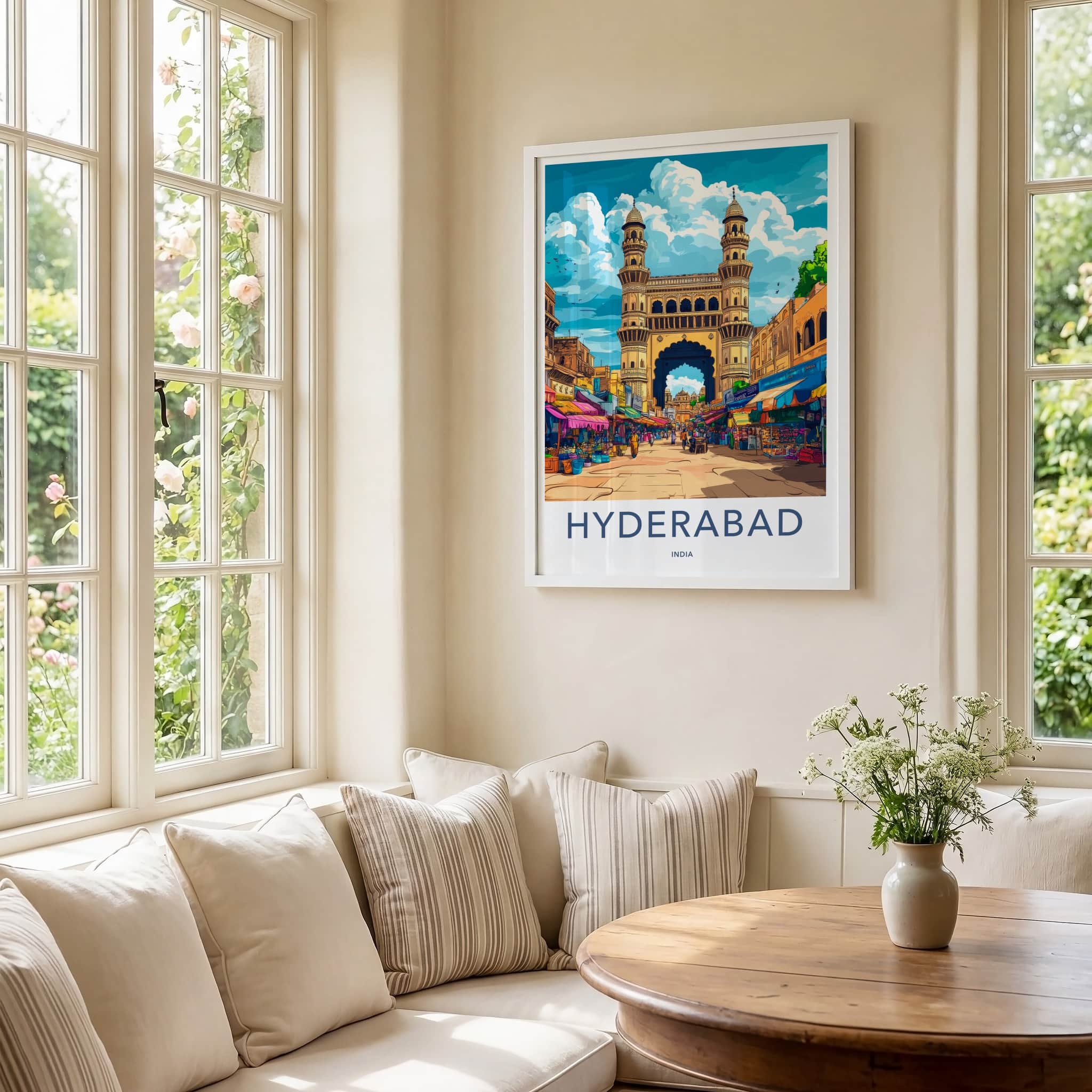 Hyderabad Poster - India Wall Art - Telangana Historic Market Archway Gift