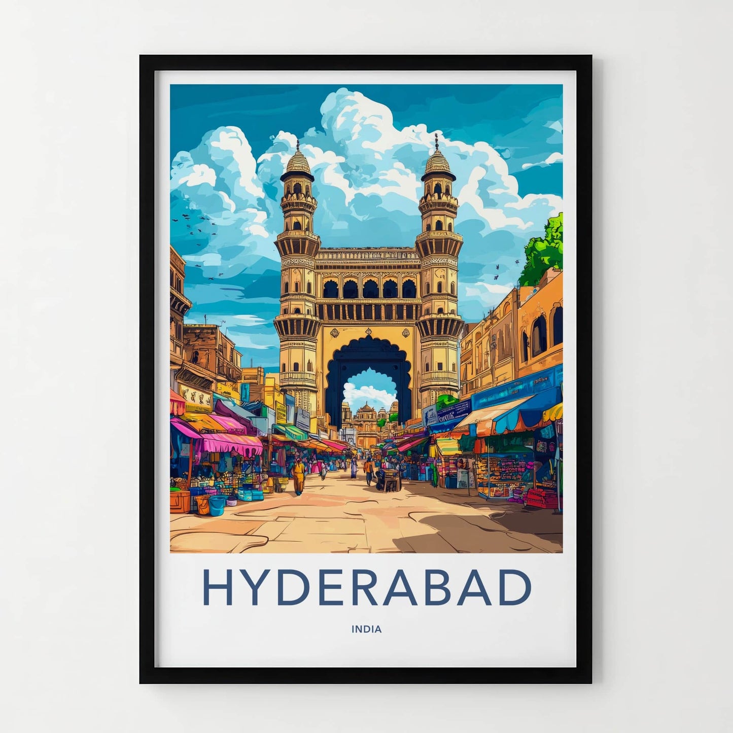 Hyderabad Poster - India Wall Art - Telangana Historic Market Archway Gift
