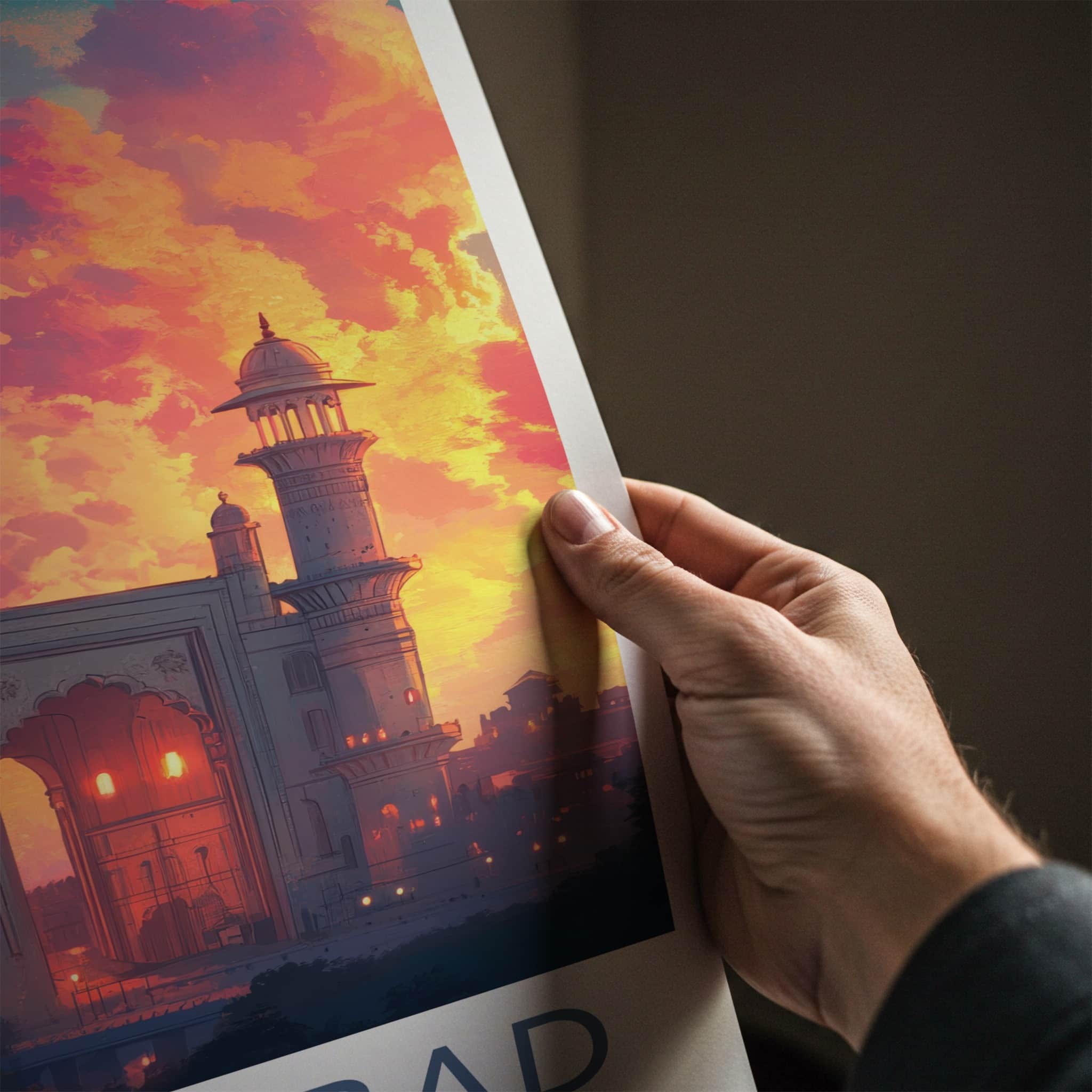 Hyderabad Poster - India Wall Art - Telangana Palace Gate Sunset Gift