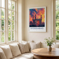 Hyderabad Poster - India Wall Art - Telangana Palace Gate Sunset Gift