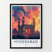 Hyderabad Poster - India Wall Art - Telangana Palace Gate Sunset Gift