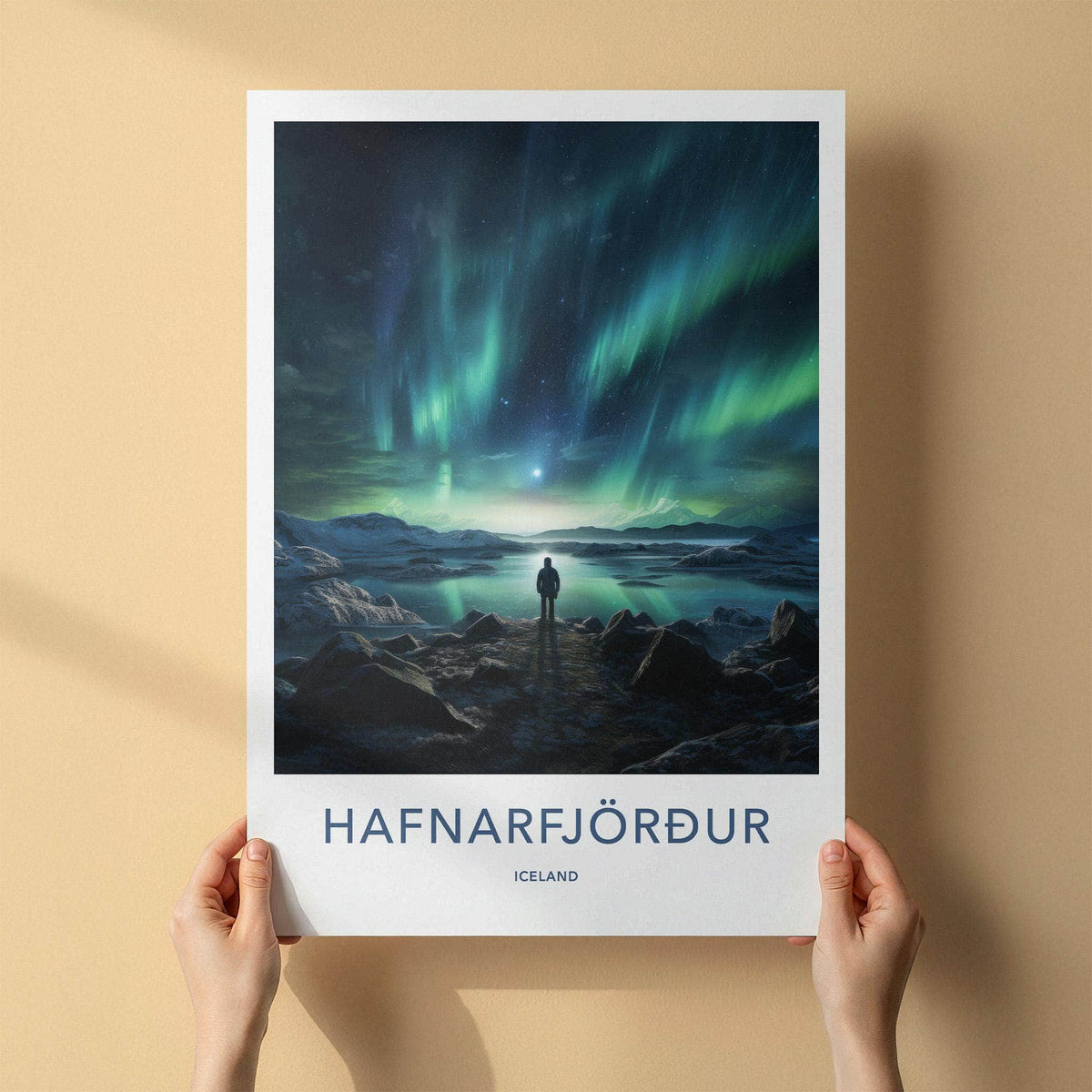 Iceland Wall Art - Hafnarfjörður Poster Featuring Northern Lights