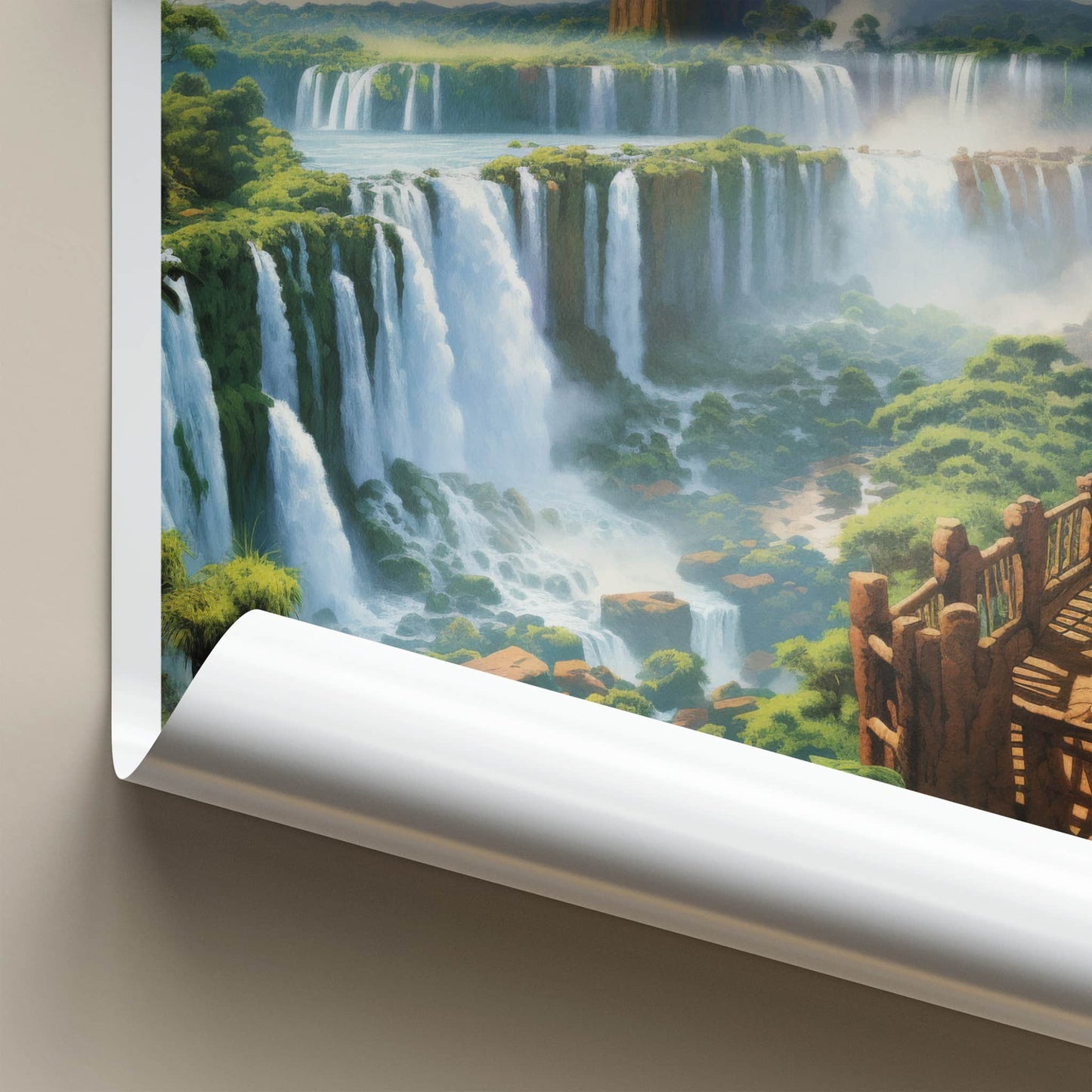 Iguacu Falls Poster - Brazil Travel Art - Jungle Falls Pathway Home Decor