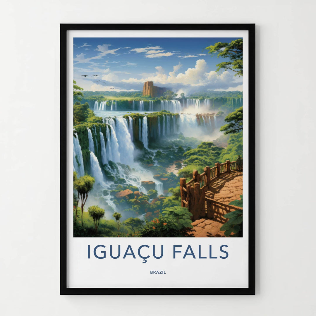 Iguacu Falls Poster - Brazil Travel Art - Jungle Falls Pathway Home Decor