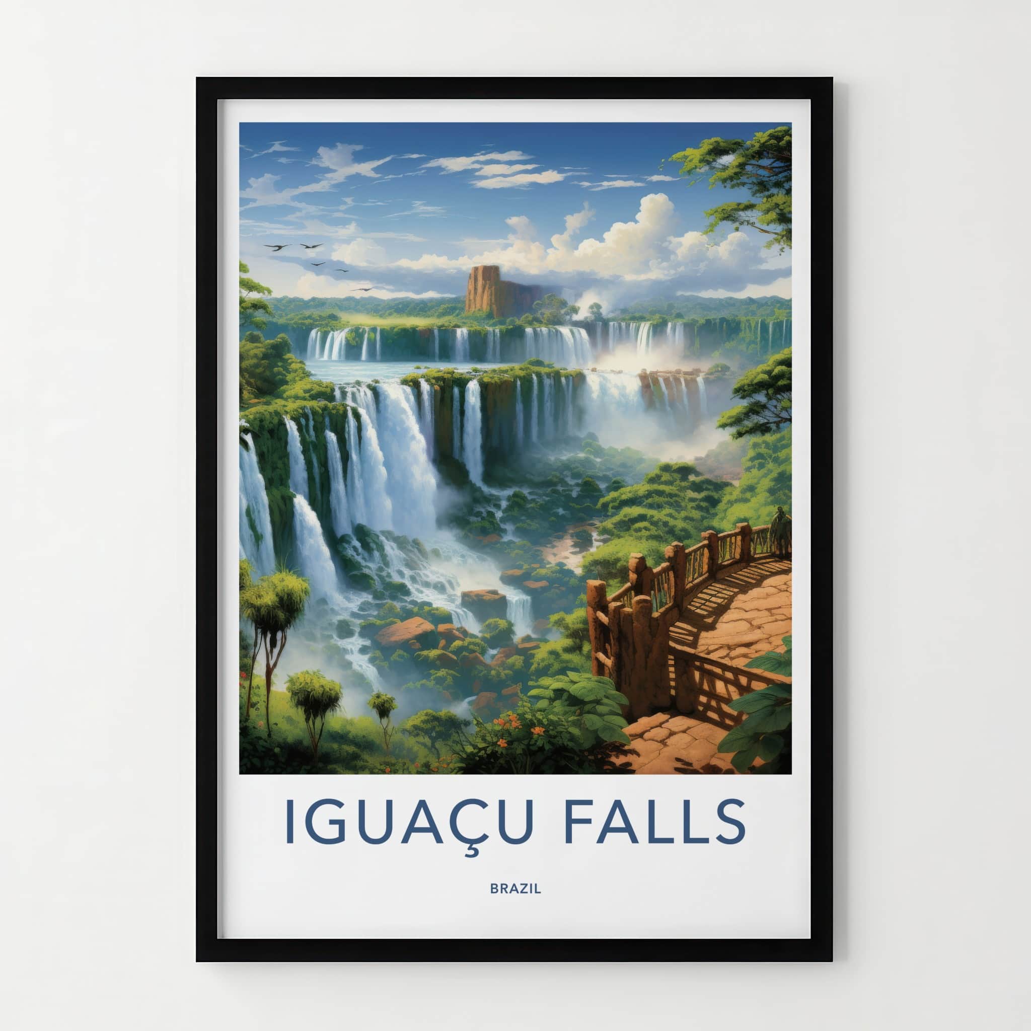Iguacu Falls Poster - Brazil Travel Art - Jungle Falls Pathway Home Decor
