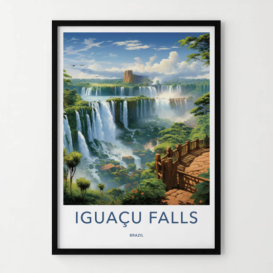 Iguacu Falls Poster - Brazil Travel Art - Jungle Falls Pathway Home Decor