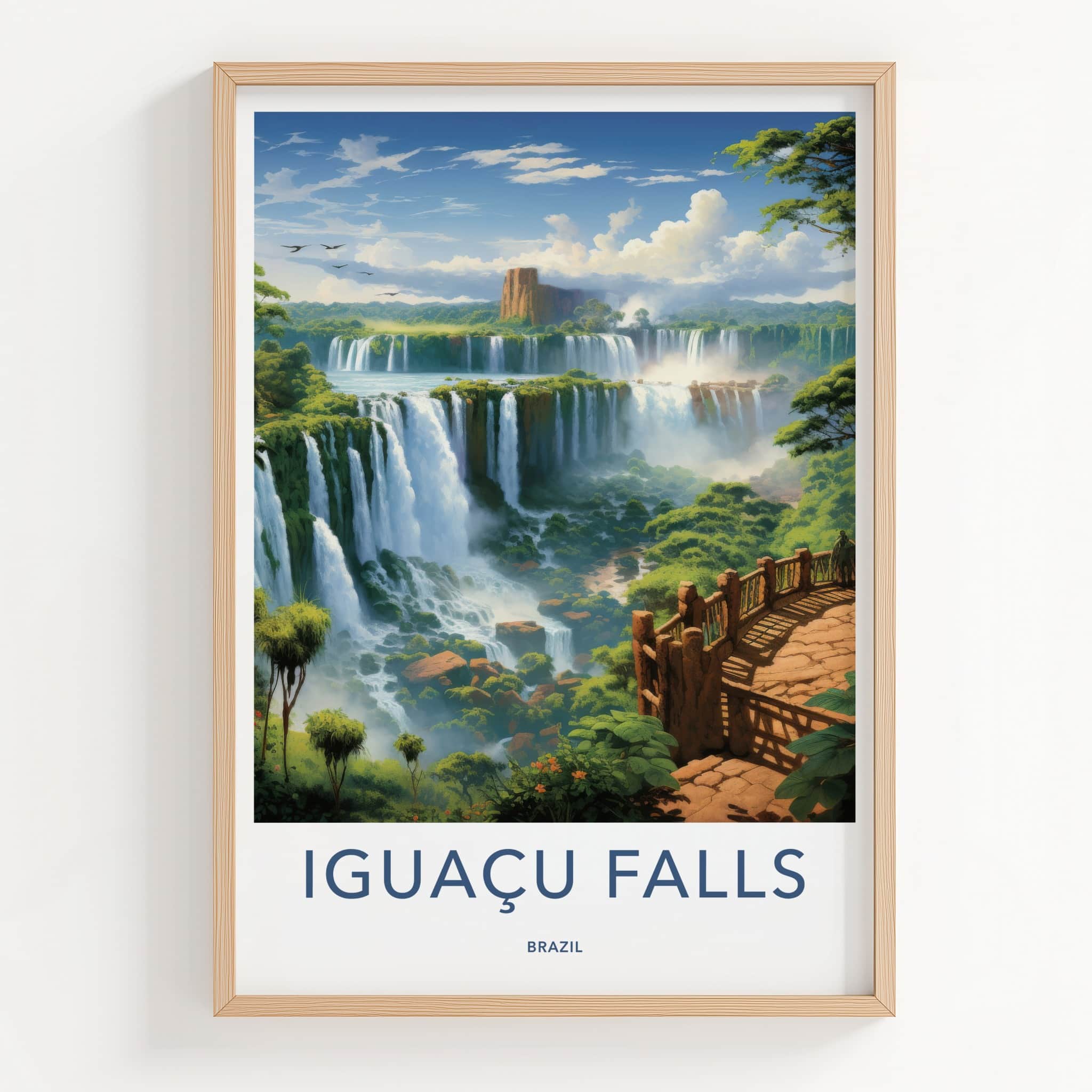Iguacu Falls Poster - Brazil Travel Art - Jungle Falls Pathway Home Decor