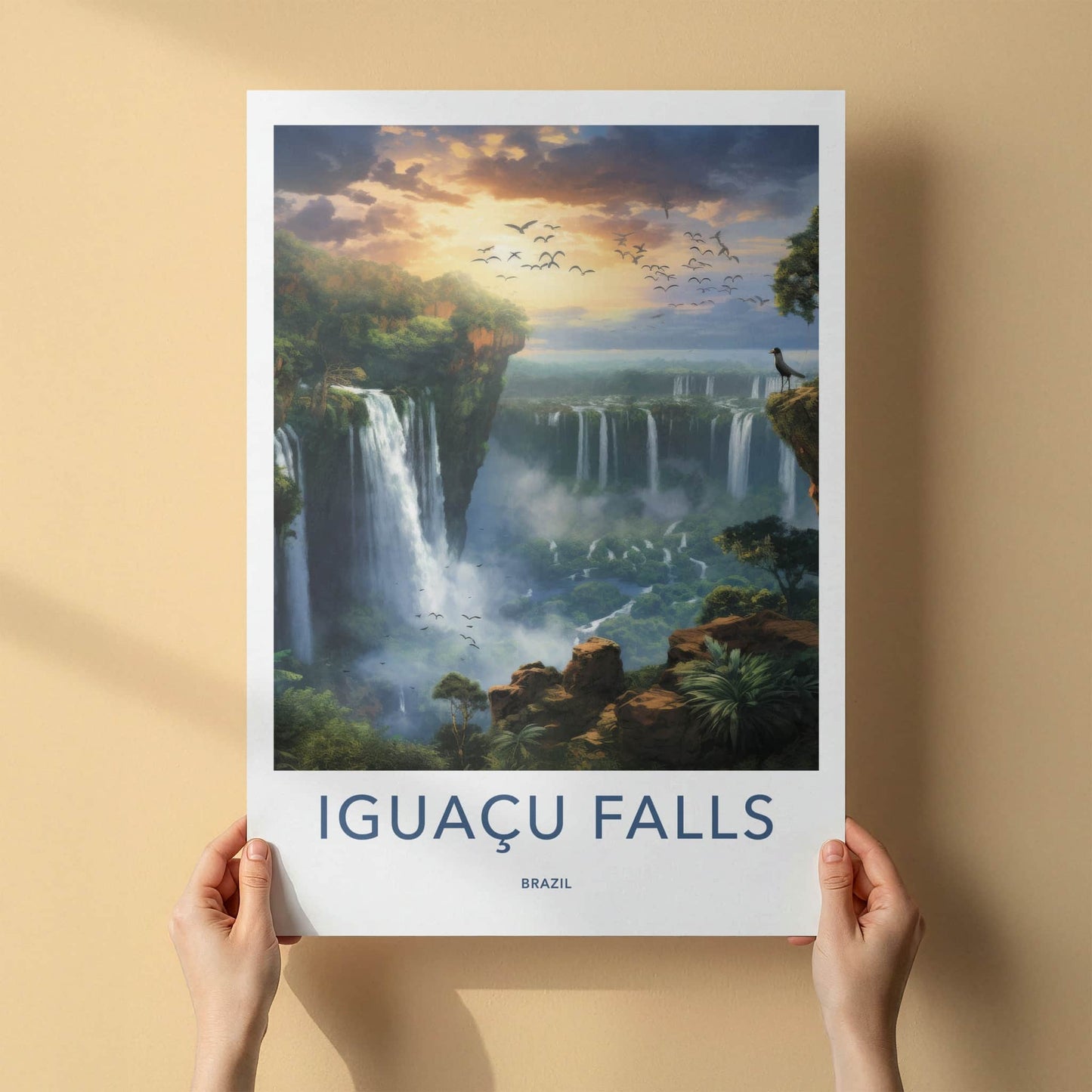 Iguacu Falls Poster - Brazil Travel Art - Lush Falls Panorama Home Decor