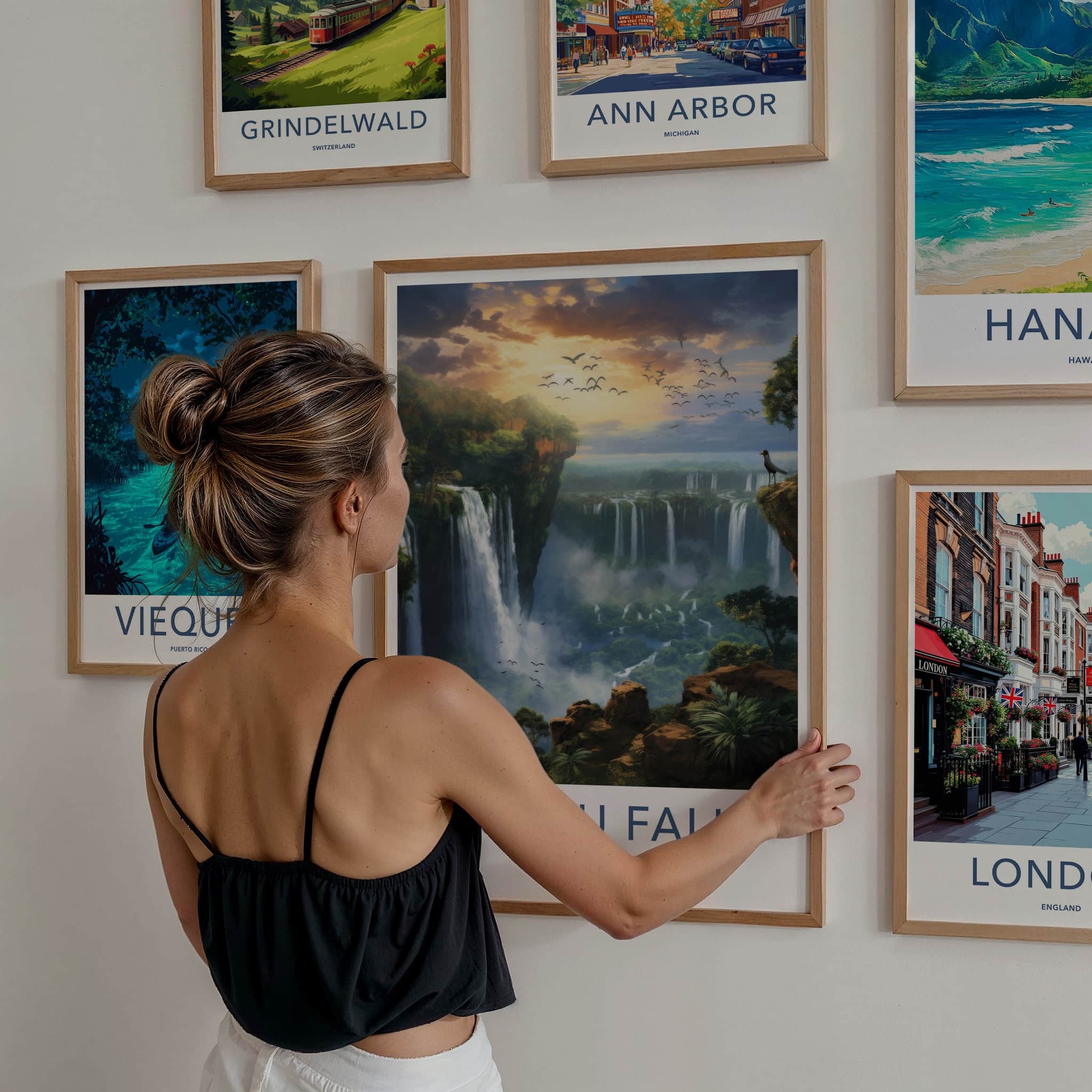 Iguacu Falls Poster - Brazil Travel Art - Lush Falls Panorama Home Decor