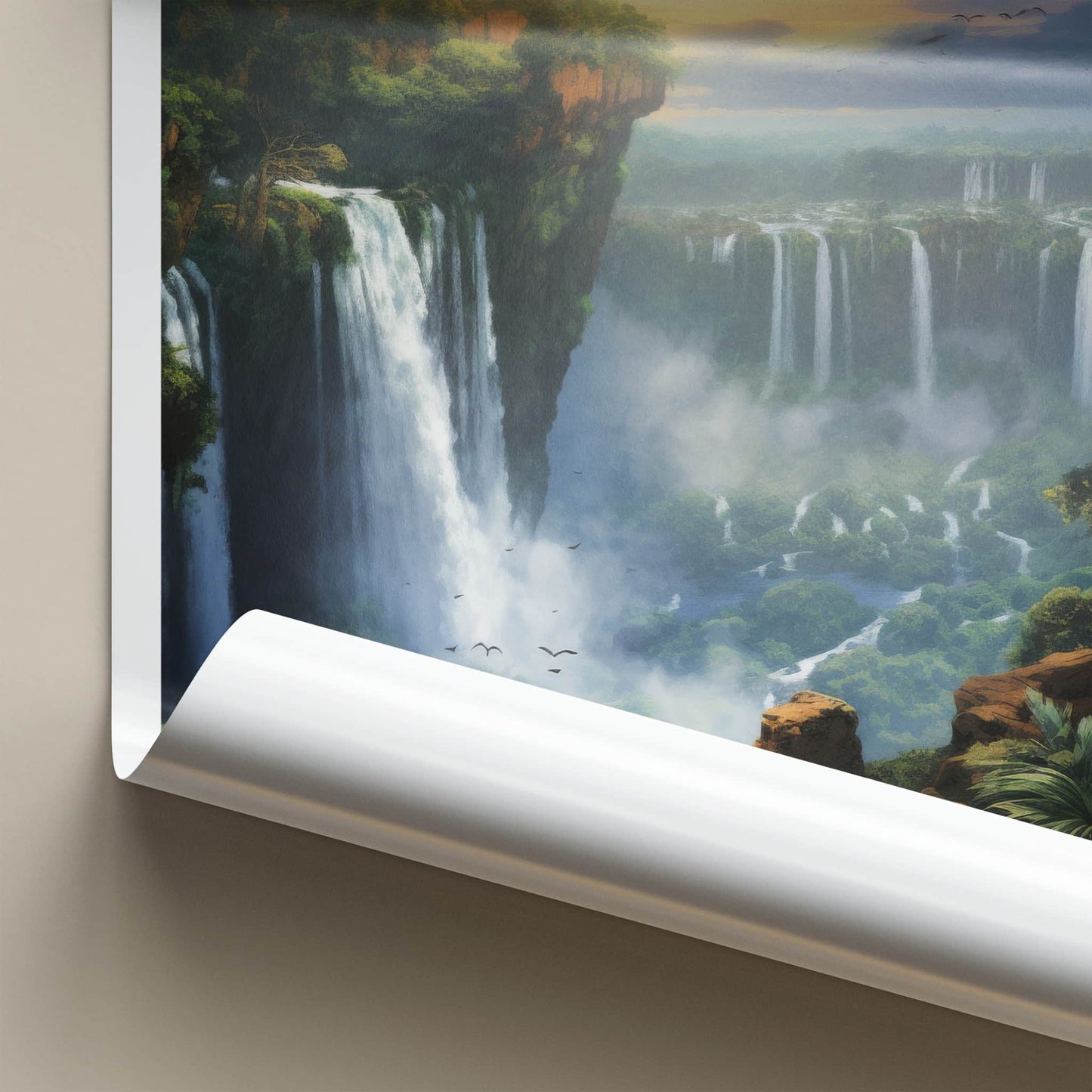 Iguacu Falls Poster - Brazil Travel Art - Lush Falls Panorama Home Decor