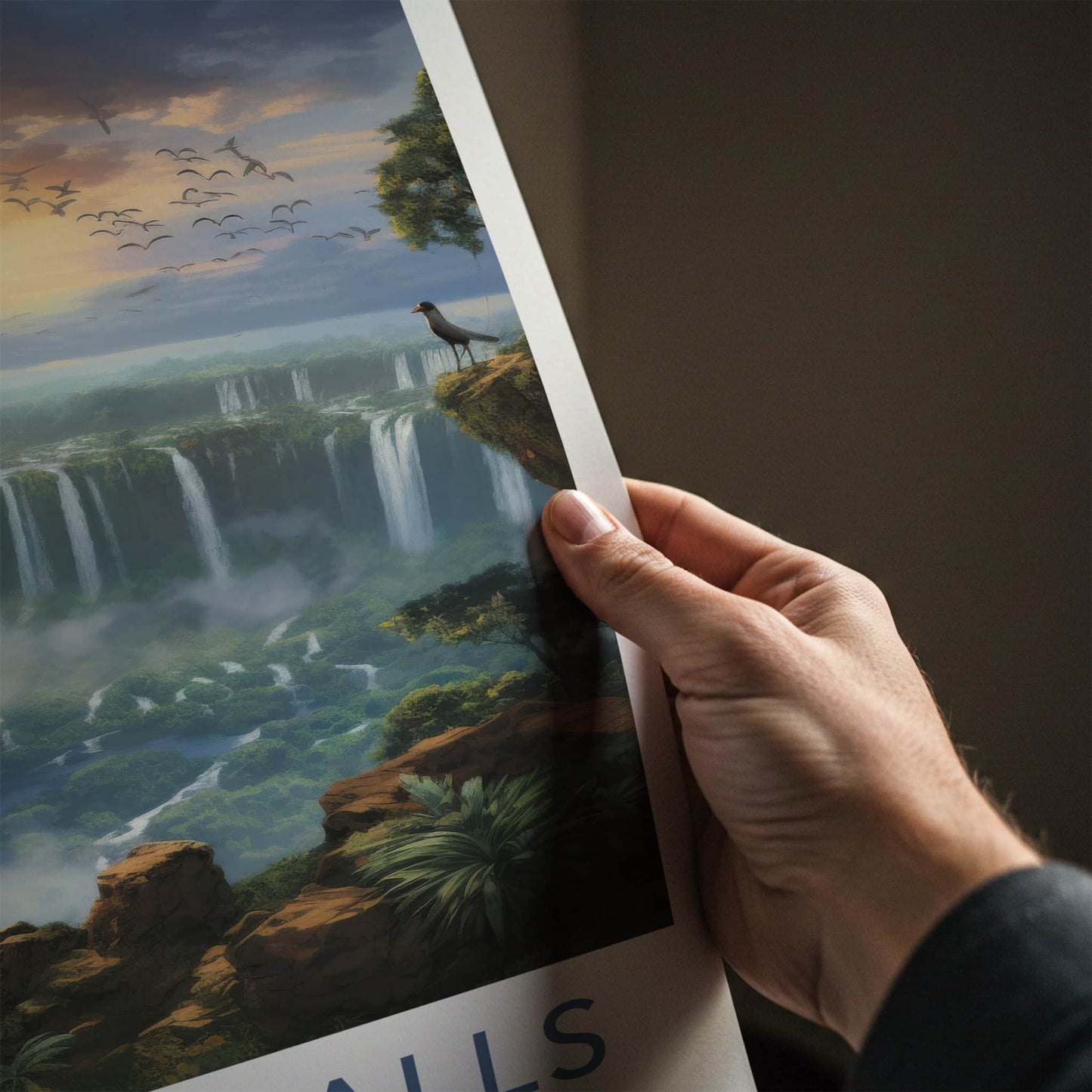 Iguacu Falls Poster - Brazil Travel Art - Lush Falls Panorama Home Decor