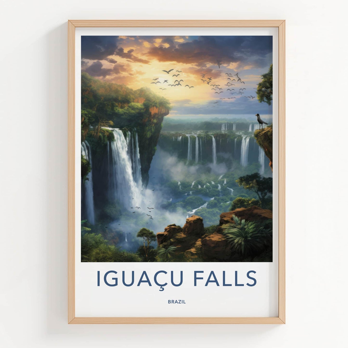 Iguacu Falls Poster - Brazil Travel Art - Lush Falls Panorama Home Decor