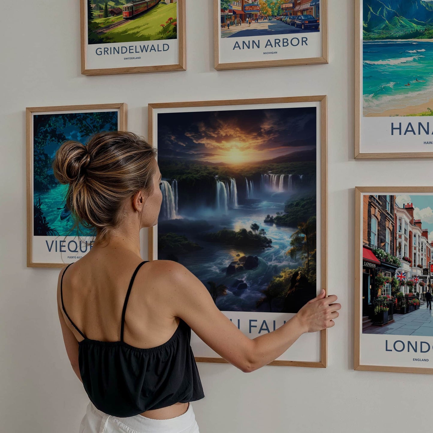 Iguacu Falls Poster - Brazil Travel Art - Majestic River Sunset Home Decor