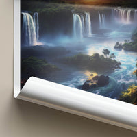 Iguacu Falls Poster - Brazil Travel Art - Majestic River Sunset Home Decor