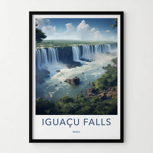 Iguacu Falls Poster - Brazil Travel Art - Tropical Falls Landscape Home Decor