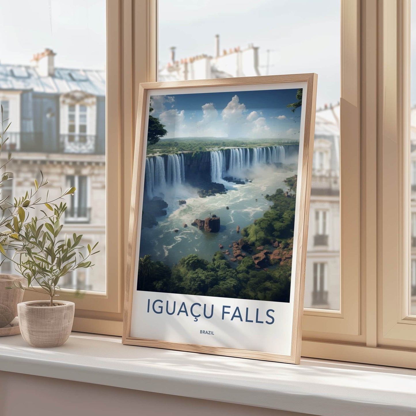Iguacu Falls Poster - Brazil Travel Art - Tropical Falls Landscape Home Decor