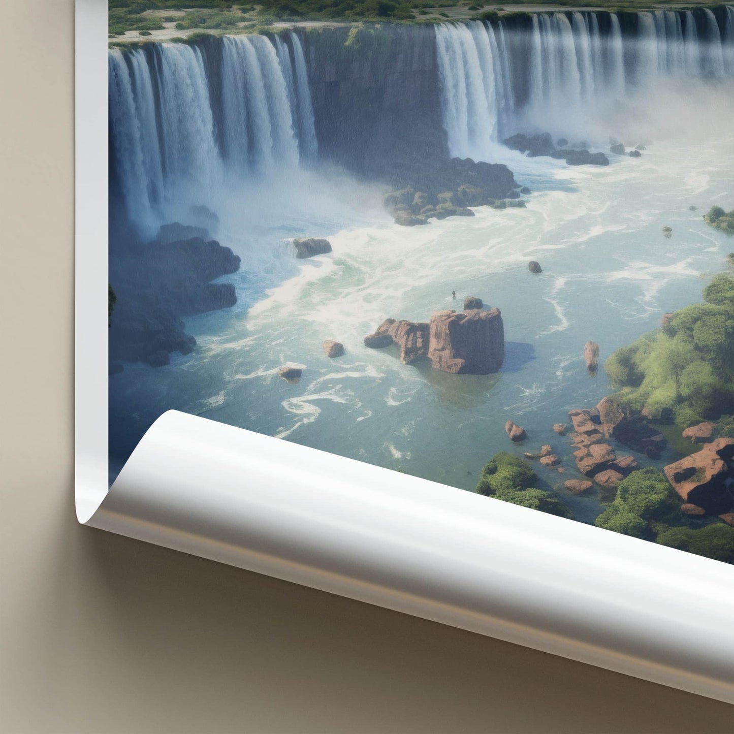 Iguacu Falls Poster - Brazil Travel Art - Tropical Falls Landscape Home Decor