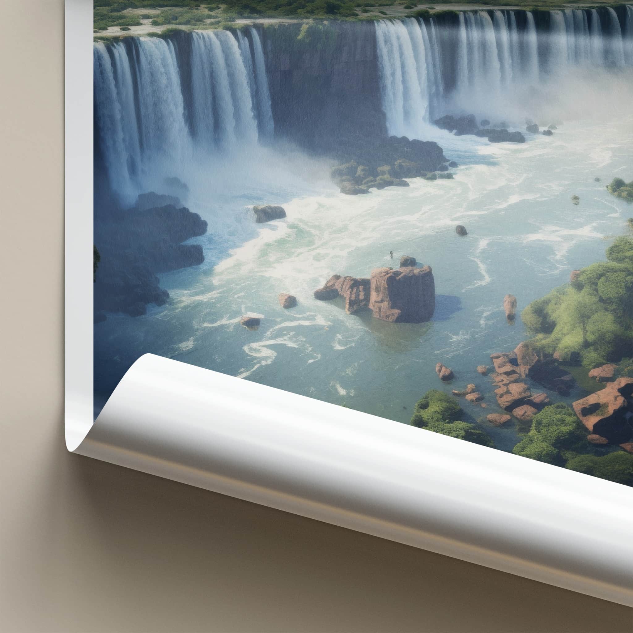 Iguacu Falls Poster - Brazil Travel Art - Tropical Falls Landscape Home Decor