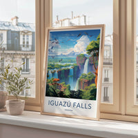 Iguazu Falls Poster - Argentina Travel Art - Majestic Green Falls Home Decor