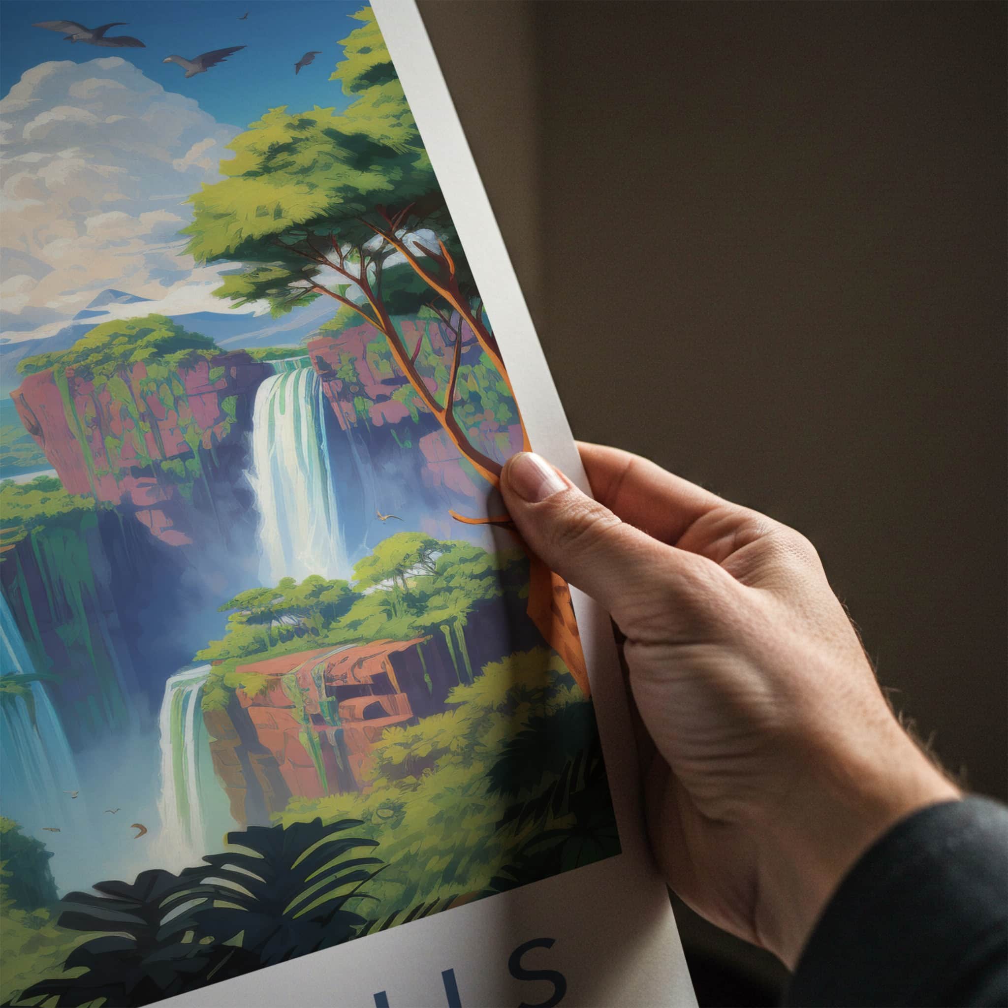 Iguazu Falls Poster - Argentina Travel Art - Majestic Green Falls Home Decor