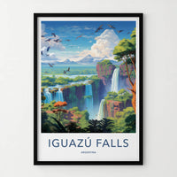 Iguazu Falls Poster - Argentina Travel Art - Majestic Green Falls Home Decor