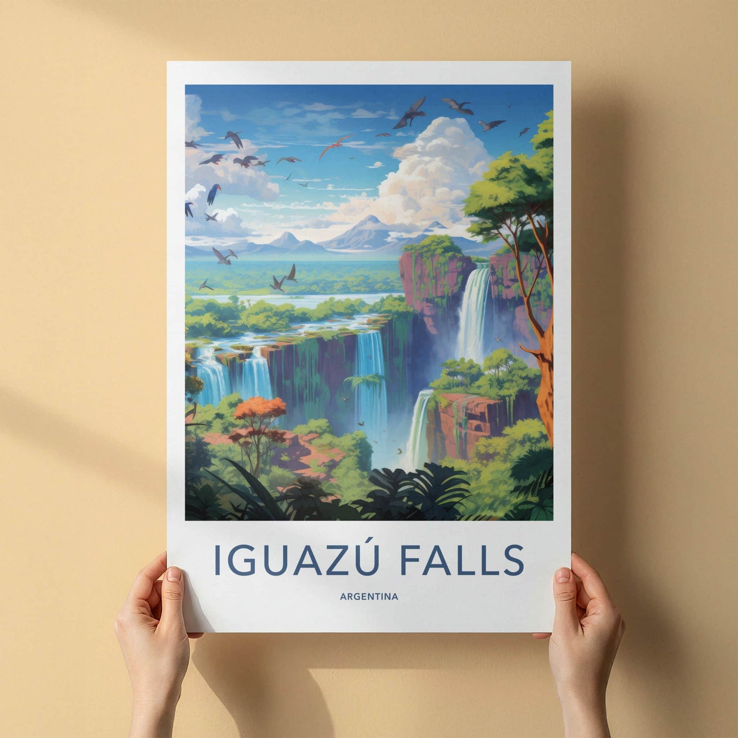 Iguazu Falls Poster - Argentina Travel Art - Majestic Green Falls Home Decor