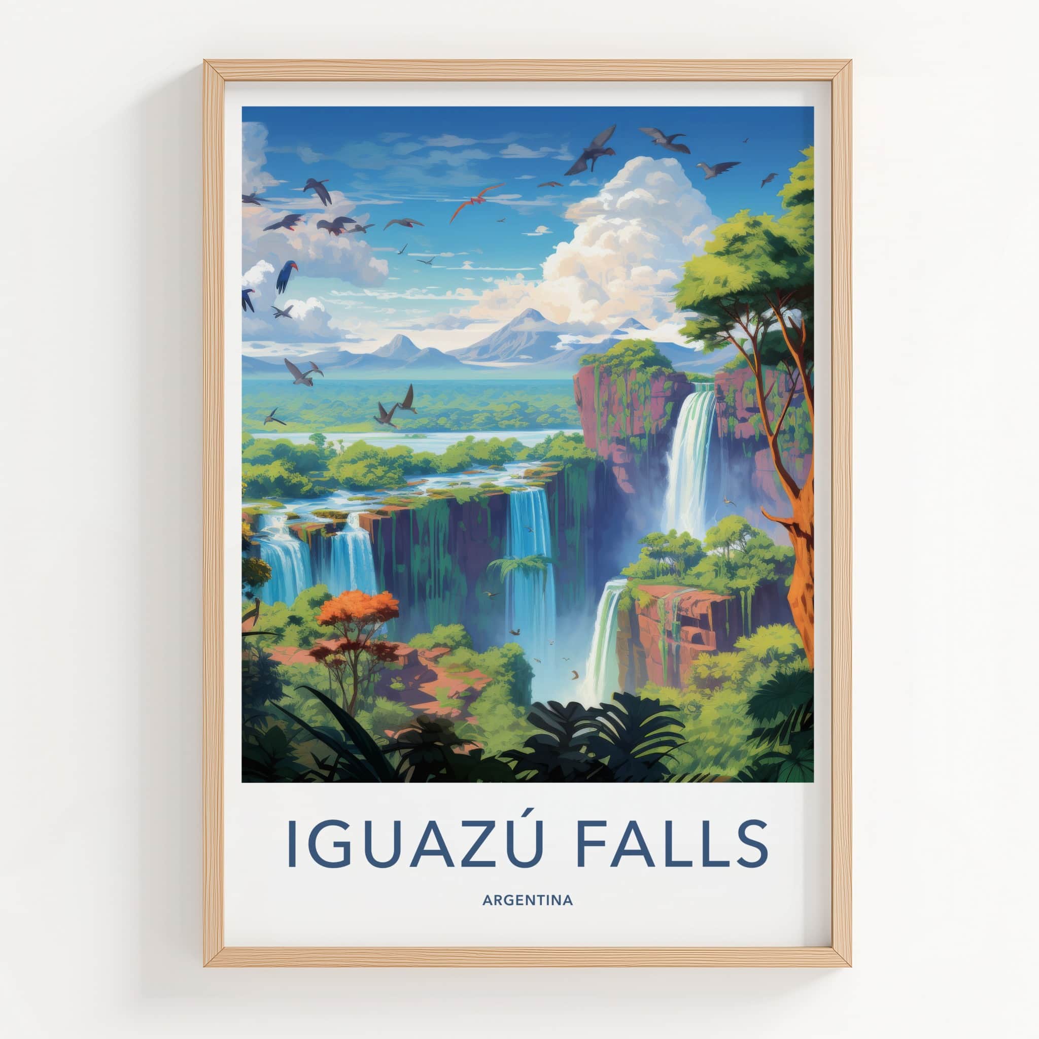 Iguazu Falls Poster - Argentina Travel Art - Majestic Green Falls Home Decor