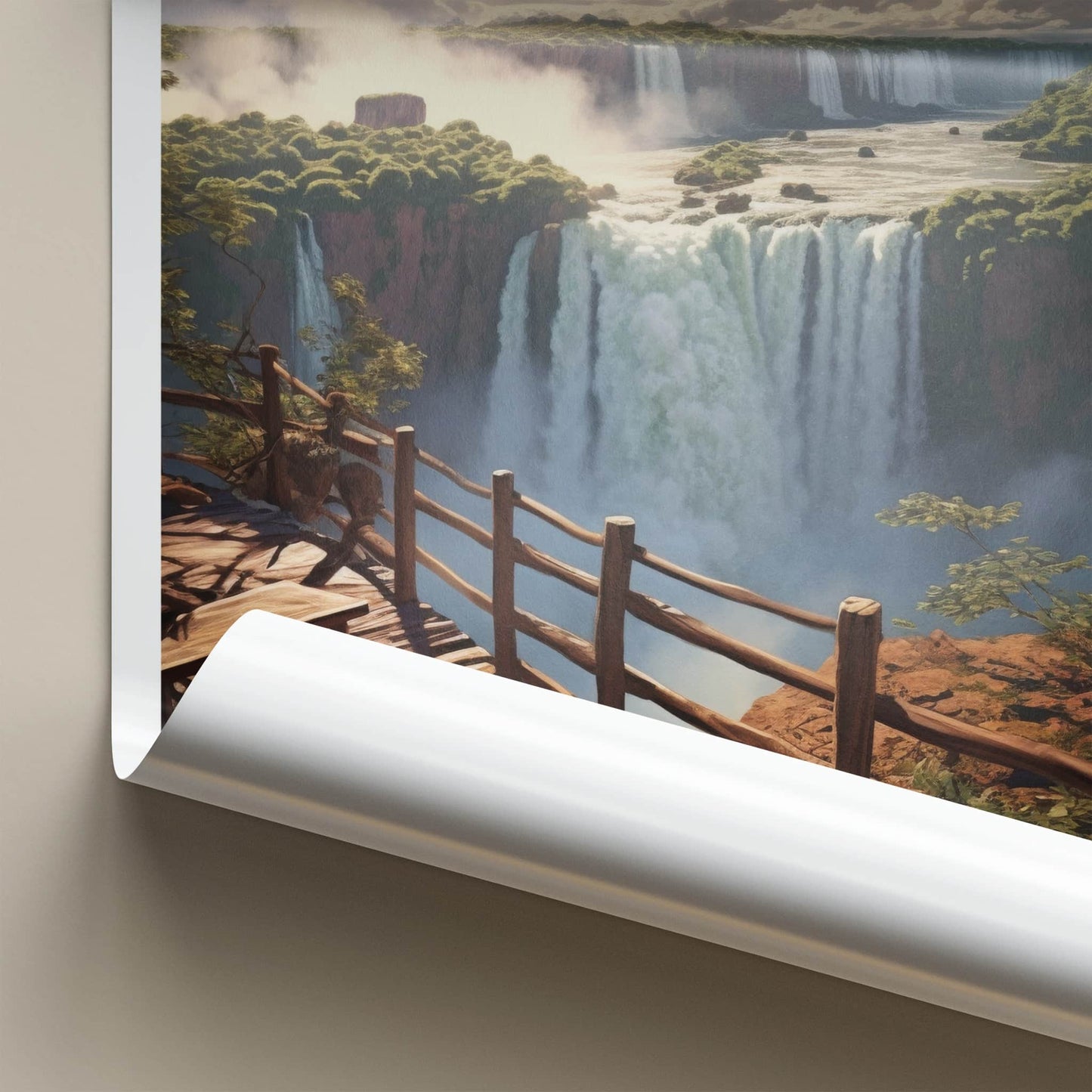 Iguazu Falls Poster - Argentina Travel Art - Rushing Waterfalls View Wall Decor