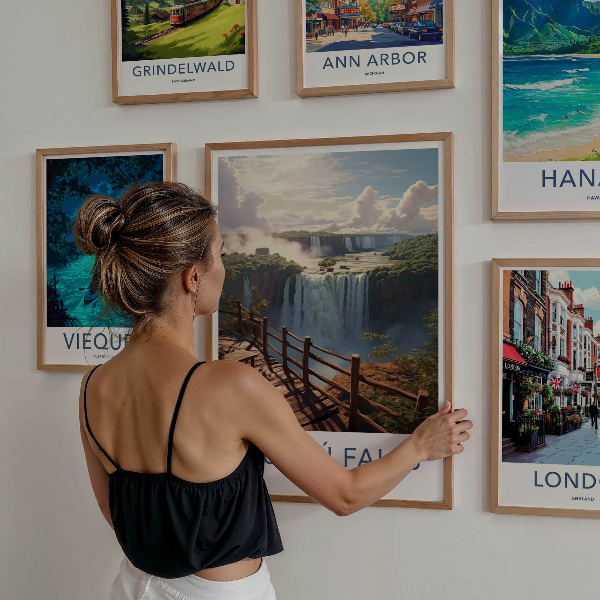 Iguazu Falls Poster - Argentina Travel Art - Rushing Waterfalls View Wall Decor
