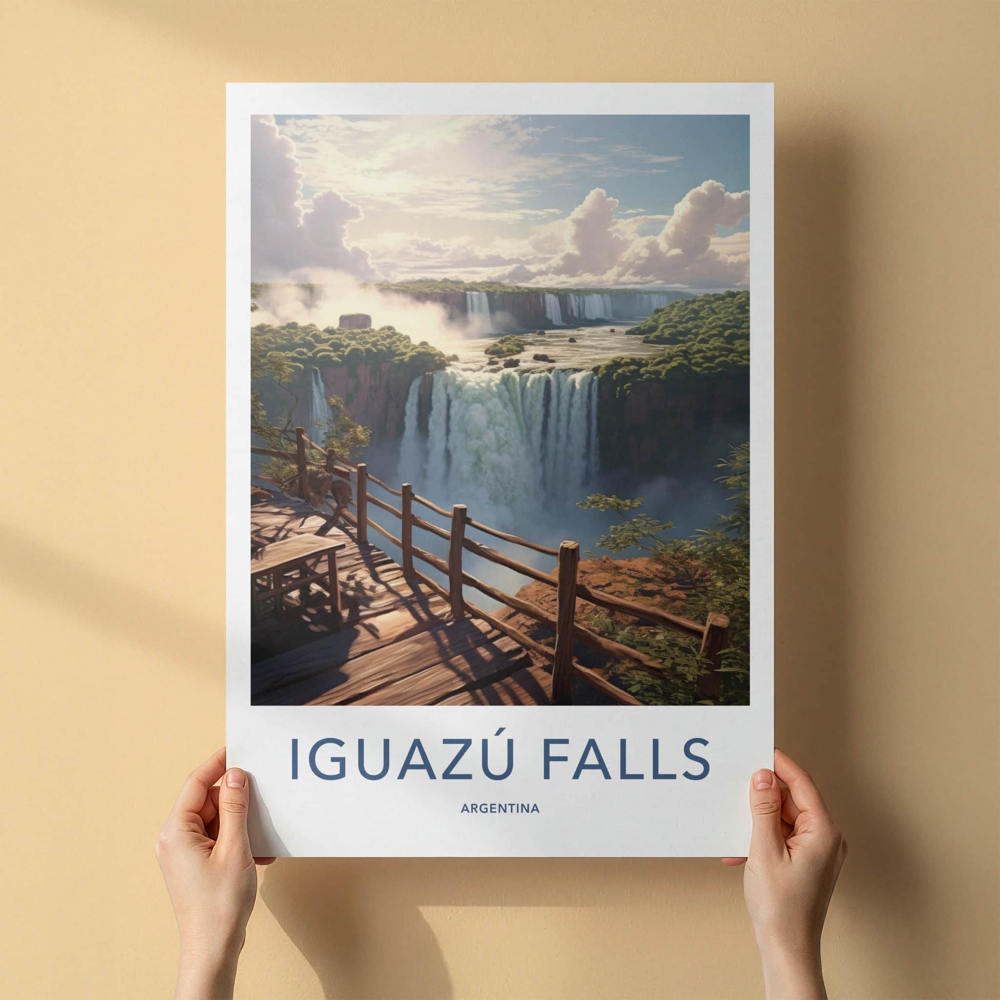 Iguazu Falls Poster - Argentina Travel Art - Rushing Waterfalls View Wall Decor