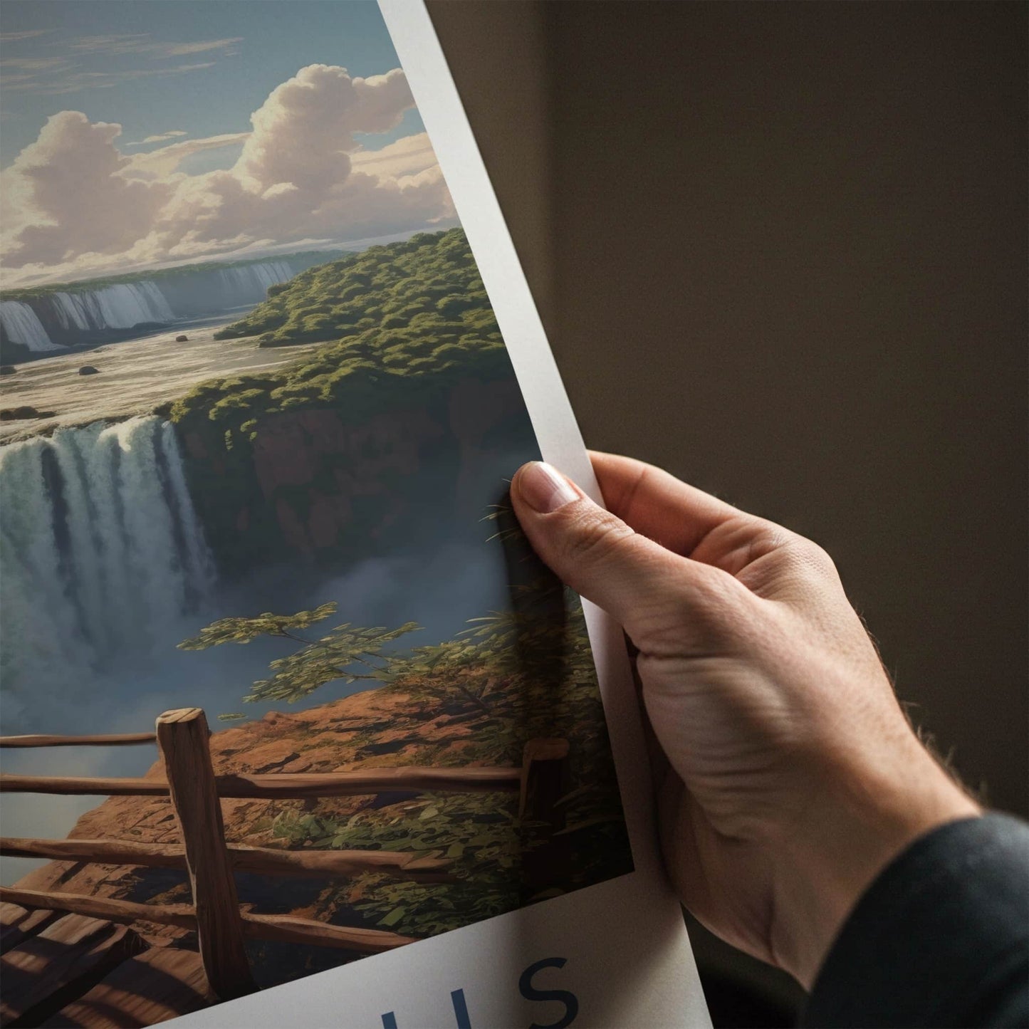Iguazu Falls Poster - Argentina Travel Art - Rushing Waterfalls View Wall Decor