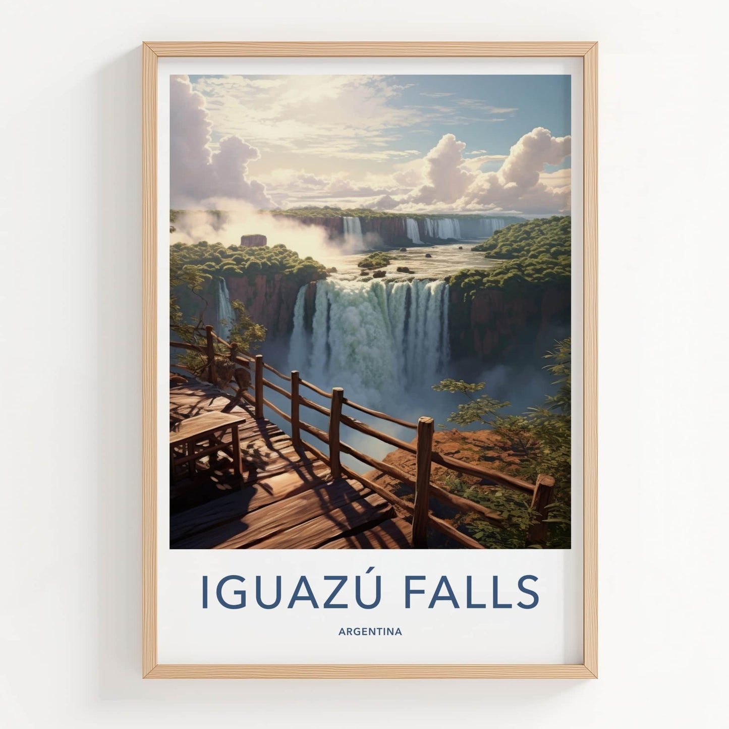 Iguazu Falls Poster - Argentina Travel Art - Rushing Waterfalls View Wall Decor