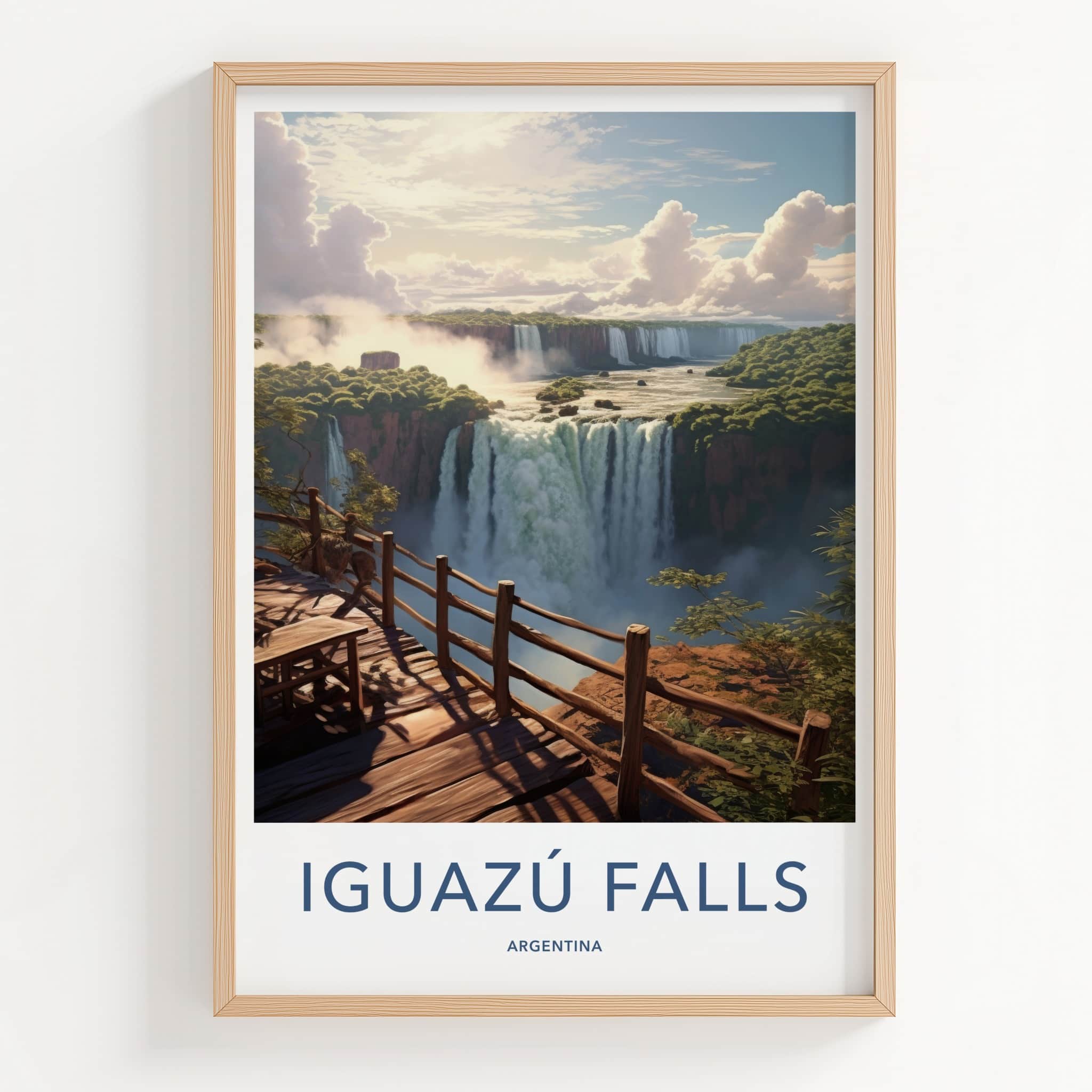 Iguazu Falls Poster - Argentina Travel Art - Rushing Waterfalls View Wall Decor