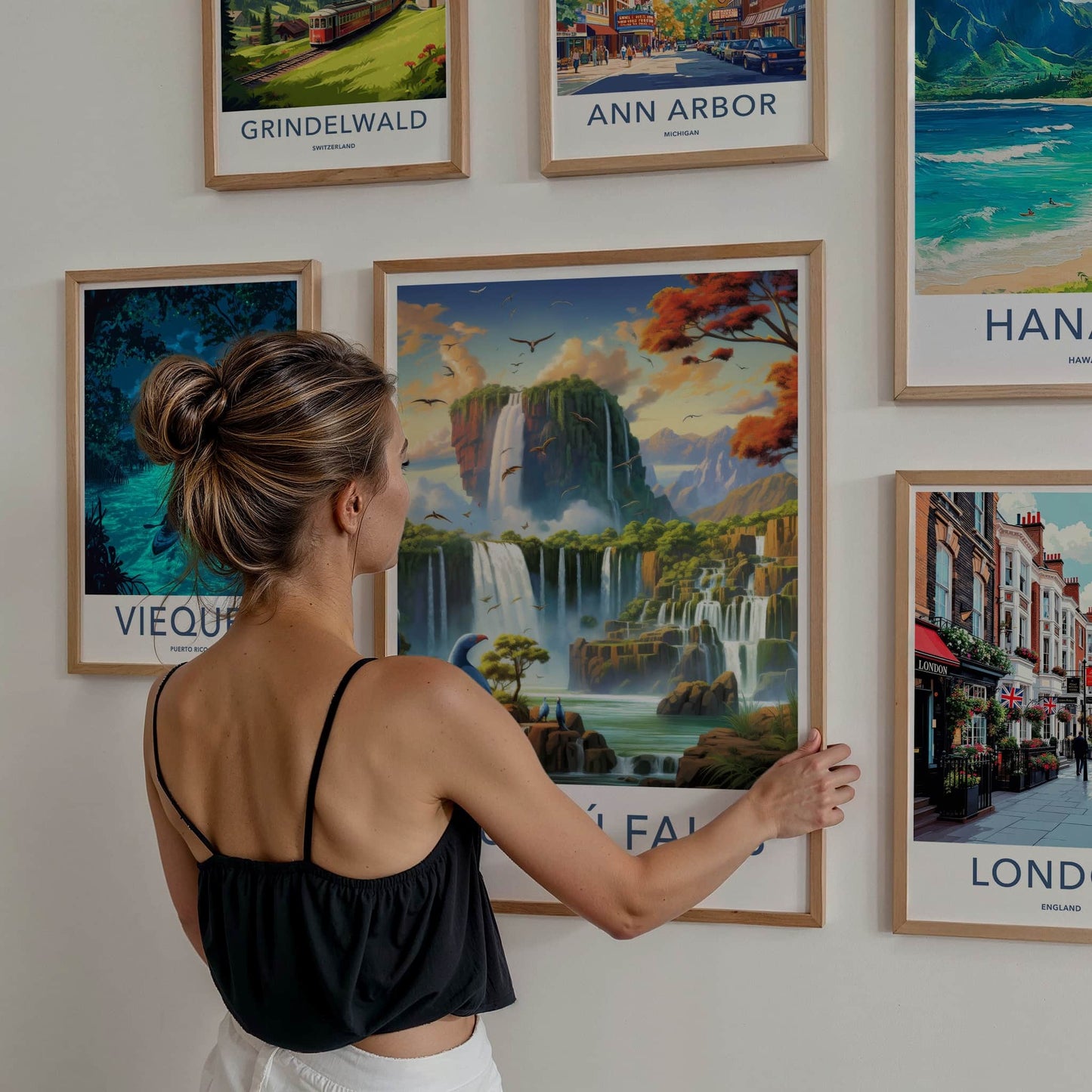 Iguazu Falls Poster - Argentina Travel Art - Tropical Waterfall Birds Wall Decor