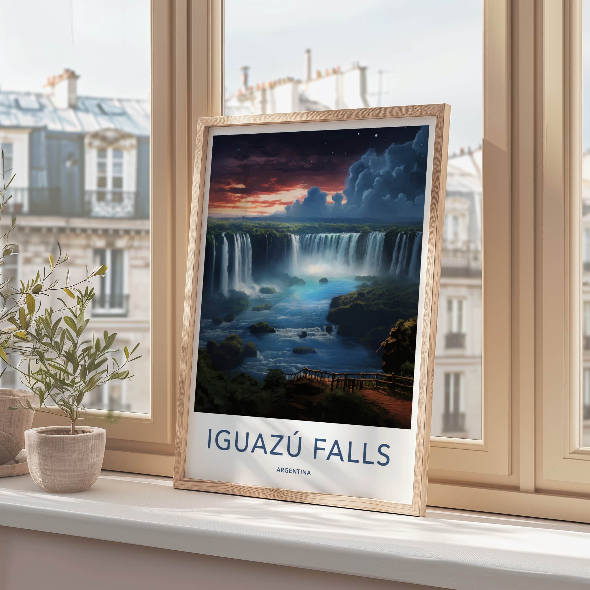 Iguazu Falls Poster - Argentina Travel Art - Vibrant Falls Landscape Home Decor