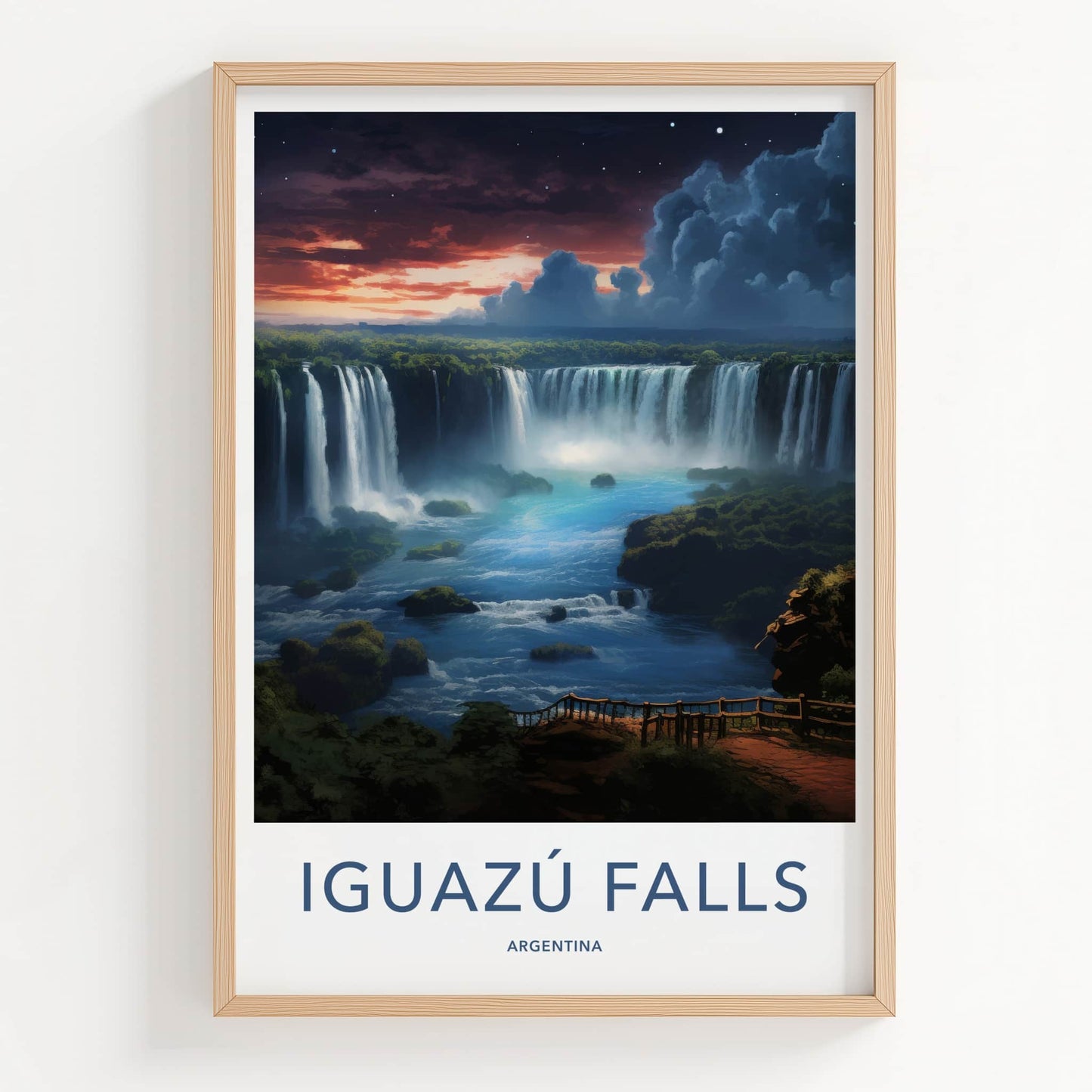 Iguazu Falls Poster - Argentina Travel Art - Vibrant Falls Landscape Home Decor
