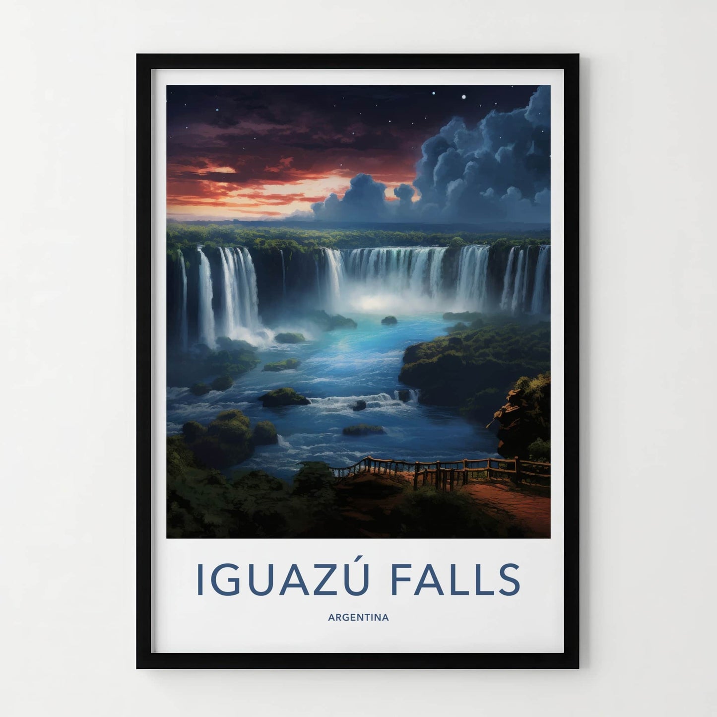 Iguazu Falls Poster - Argentina Travel Art - Vibrant Falls Landscape Home Decor