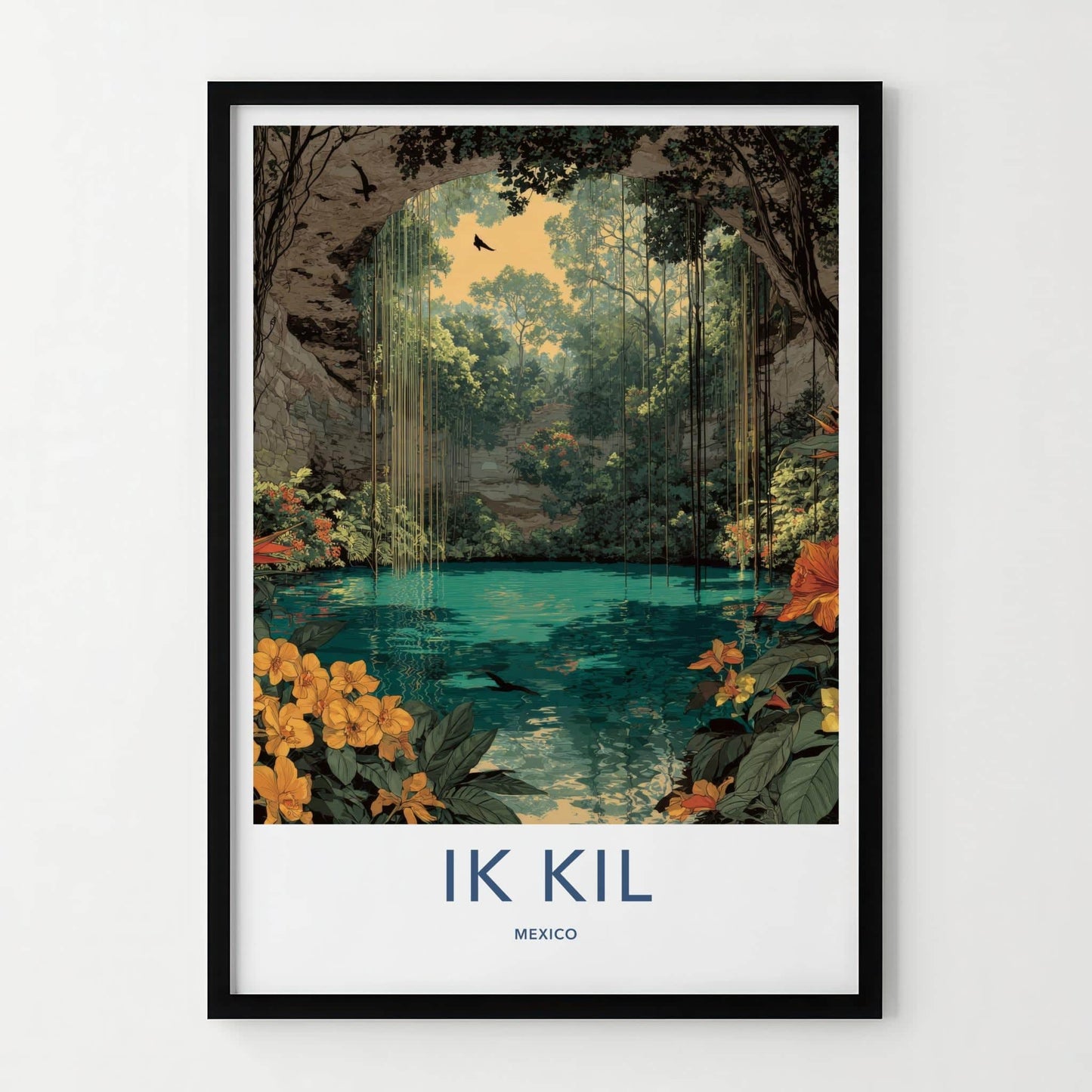 IK KIL Poster - Mexico Art Print - Hanging Vines Cenote Gallery Art