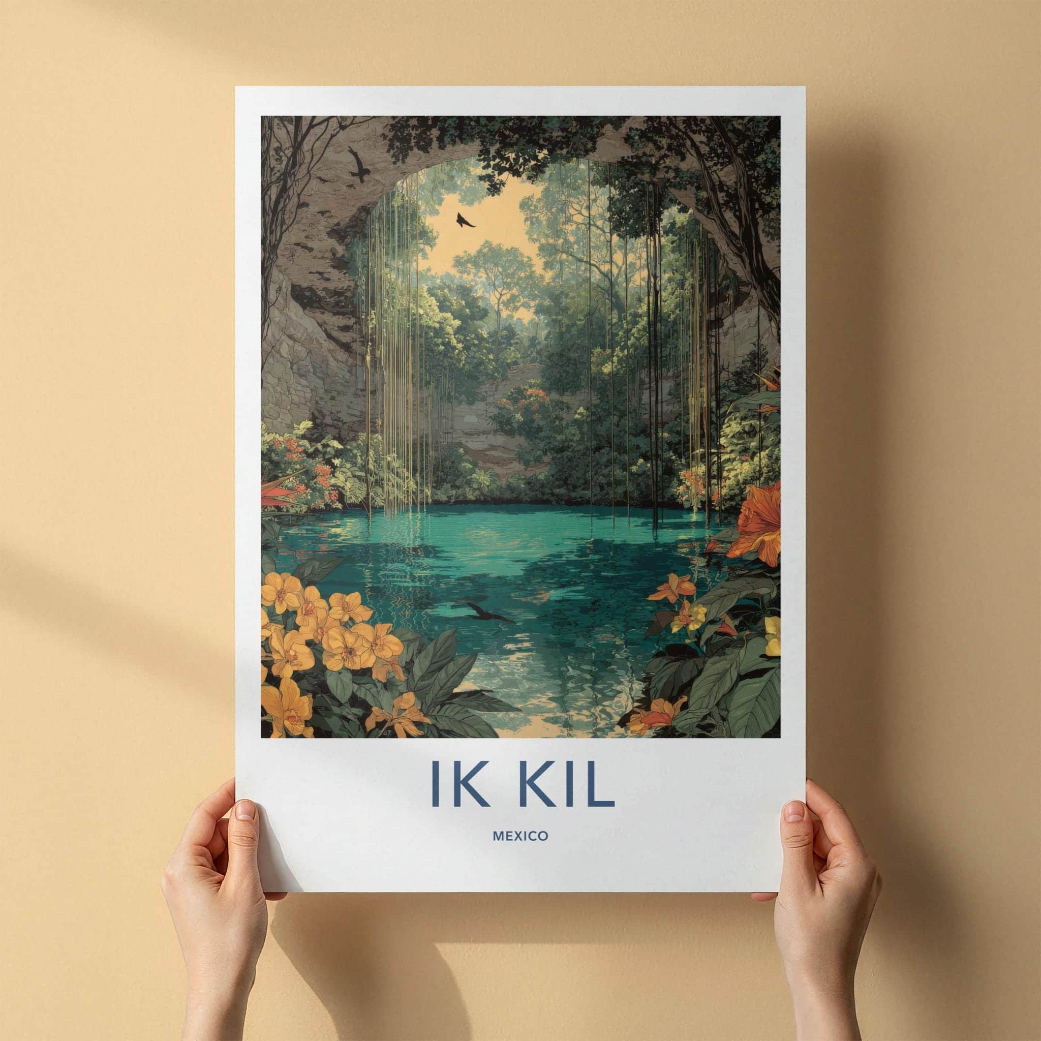 IK KIL Poster - Mexico Art Print - Hanging Vines Cenote Gallery Art