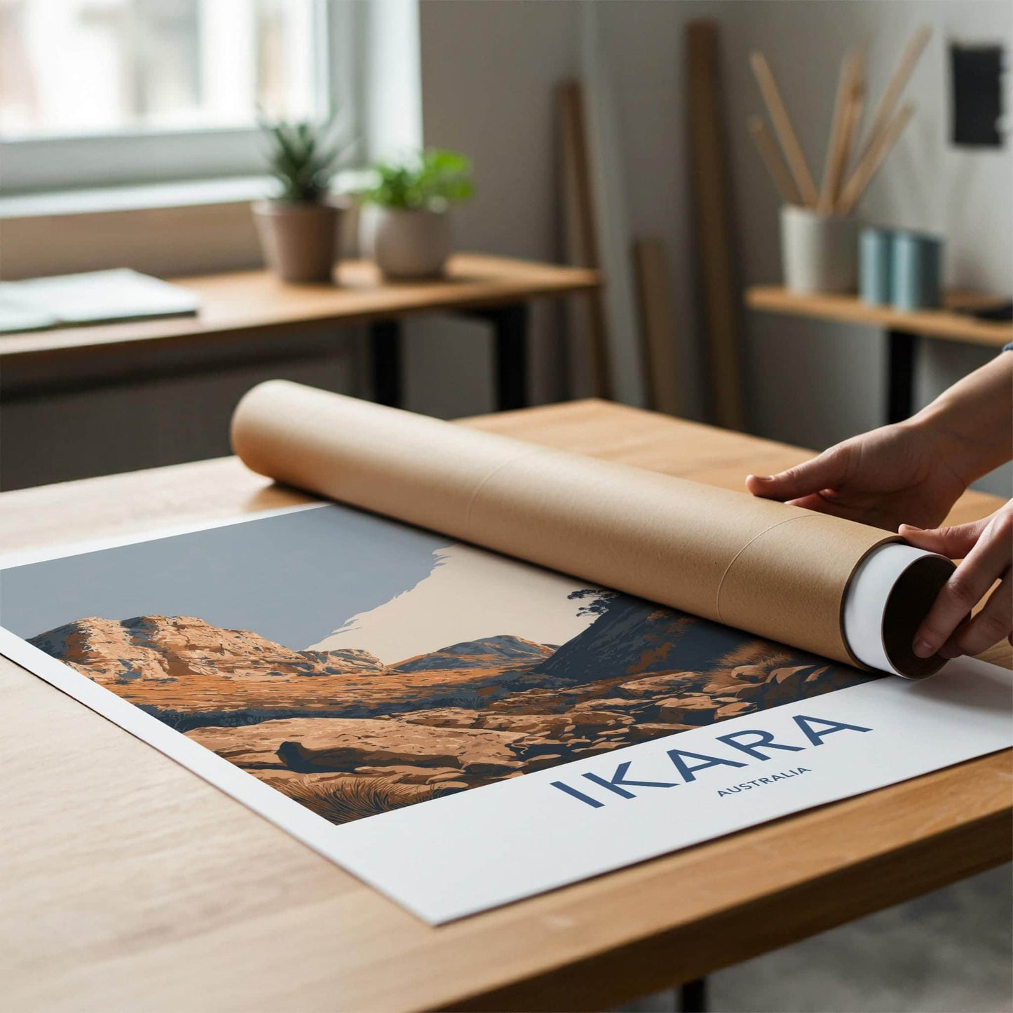 Ikara Poster - Australia Travel Art - Arid Gorge Landscape Home Decor