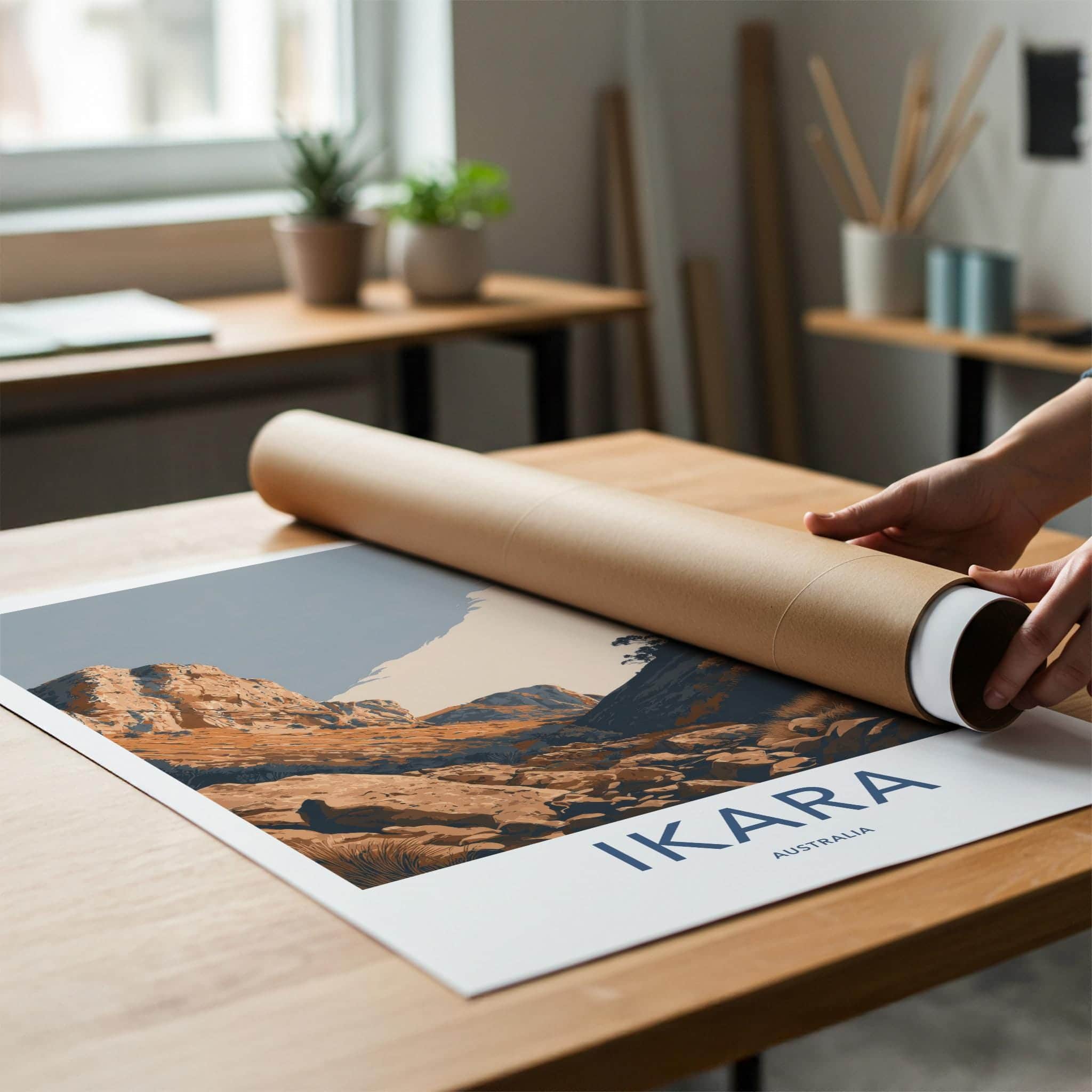 Ikara Poster - Australia Travel Art - Arid Gorge Landscape Home Decor