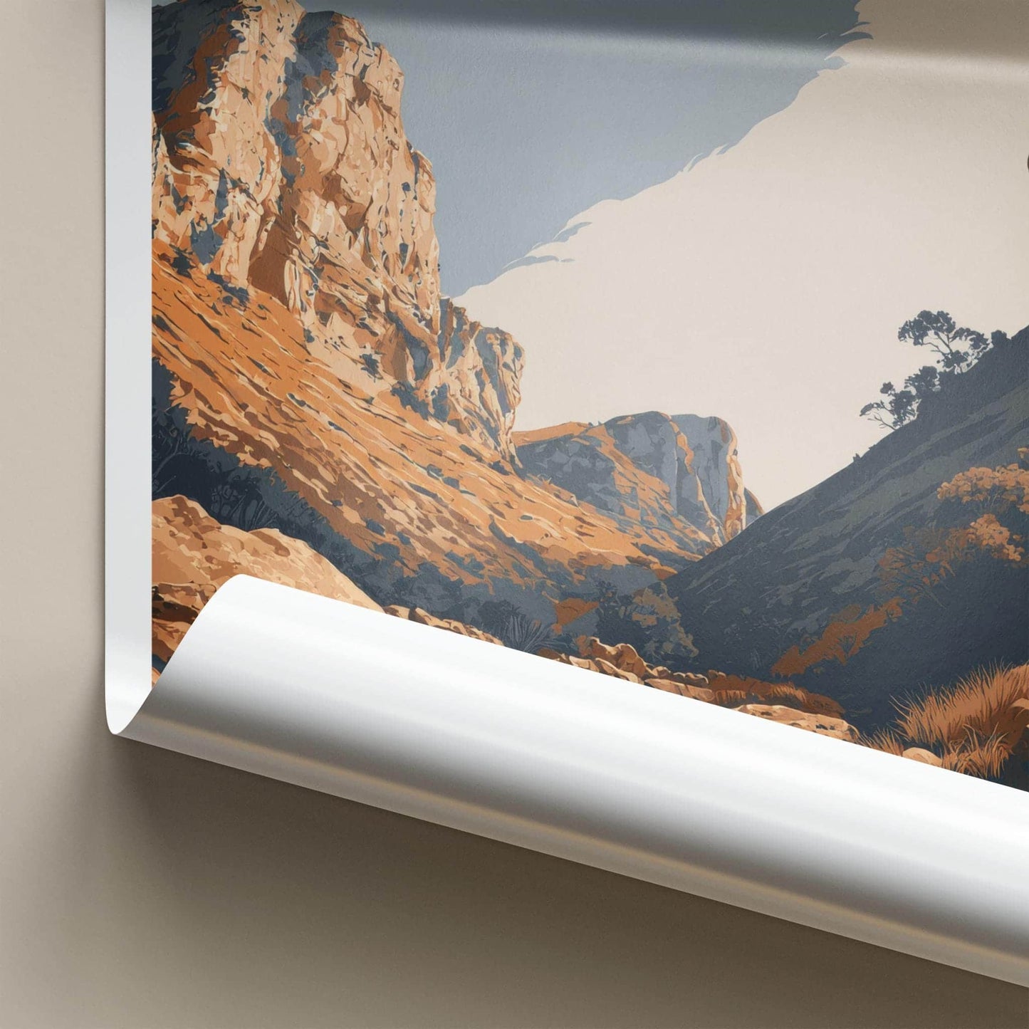 Ikara Poster - Australia Travel Art - Arid Gorge Landscape Home Decor