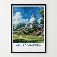 Anuradhapura Poster - Sri Lanka Travel Illustration - Ancient White Stupa Home Decor