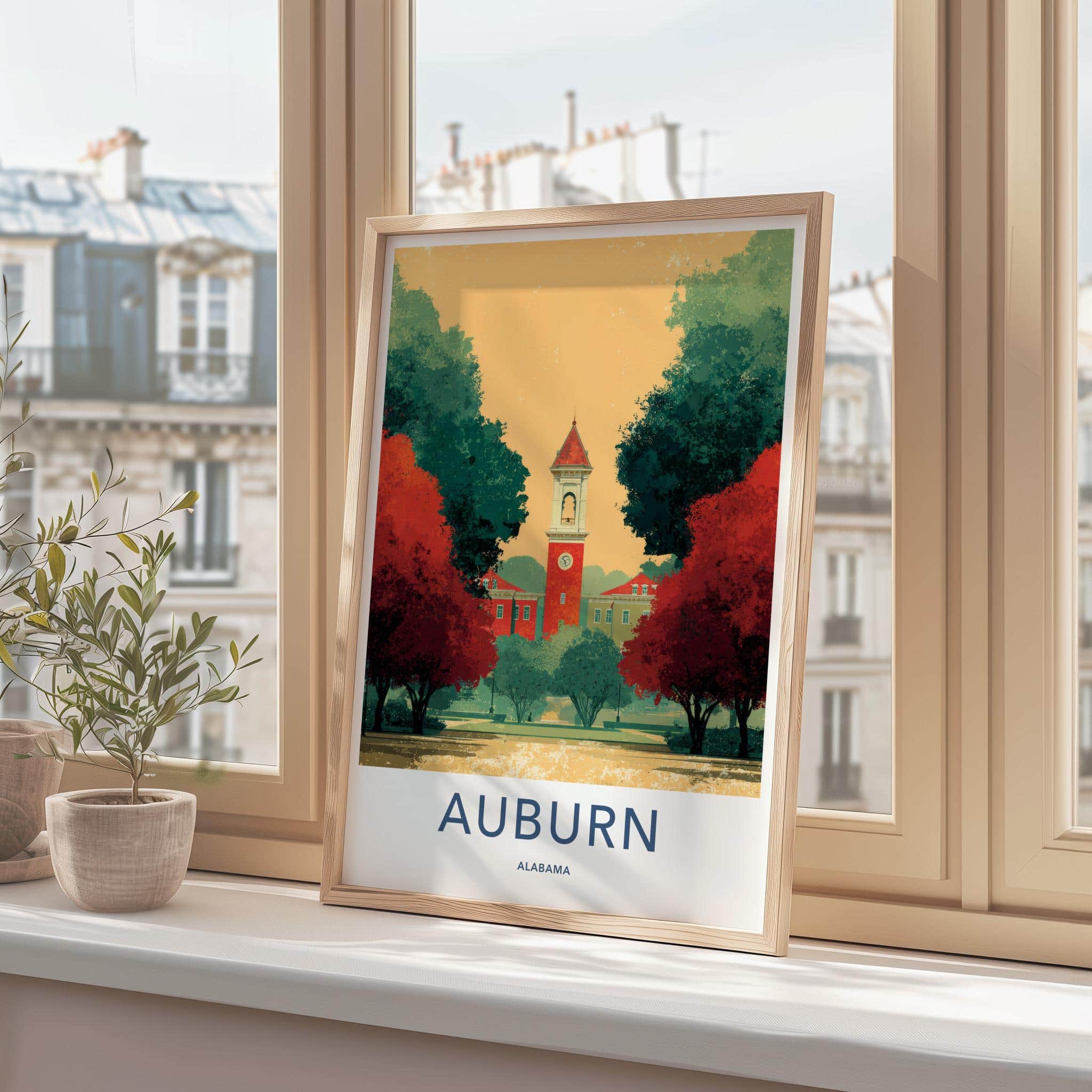 Auburn Poster - Alabama Wall Art - Clock Tower View Home Decor