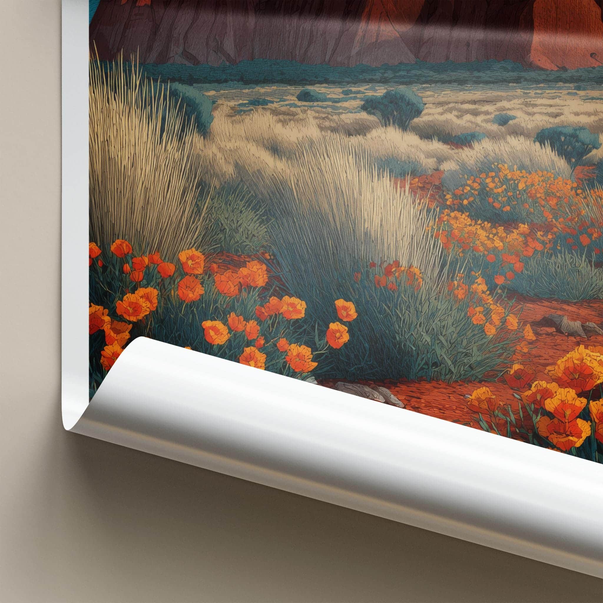 Ayers Rock Poster - Australia Travel Art - starry desert bloom Wall Decor