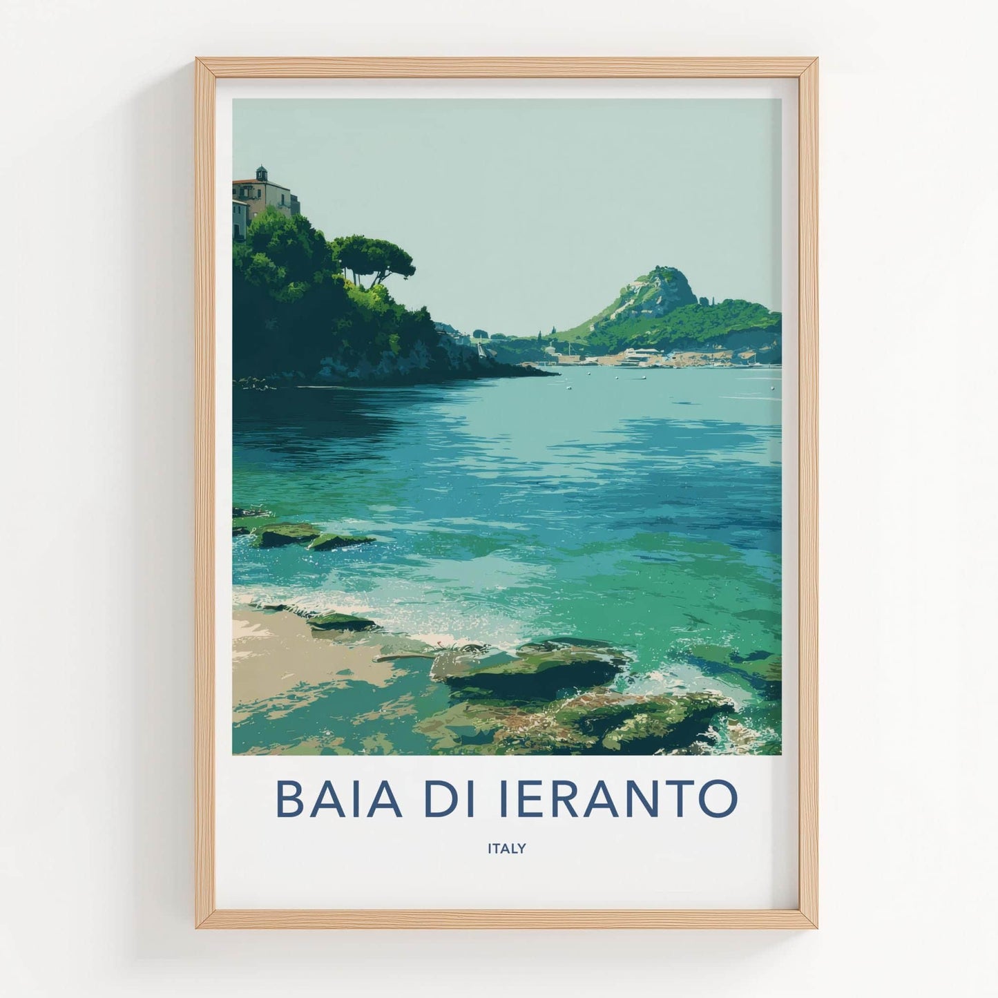 Baia Di Ieranto Poster - Italy Travel Art - Tranquil Bay Scene Wall Decor